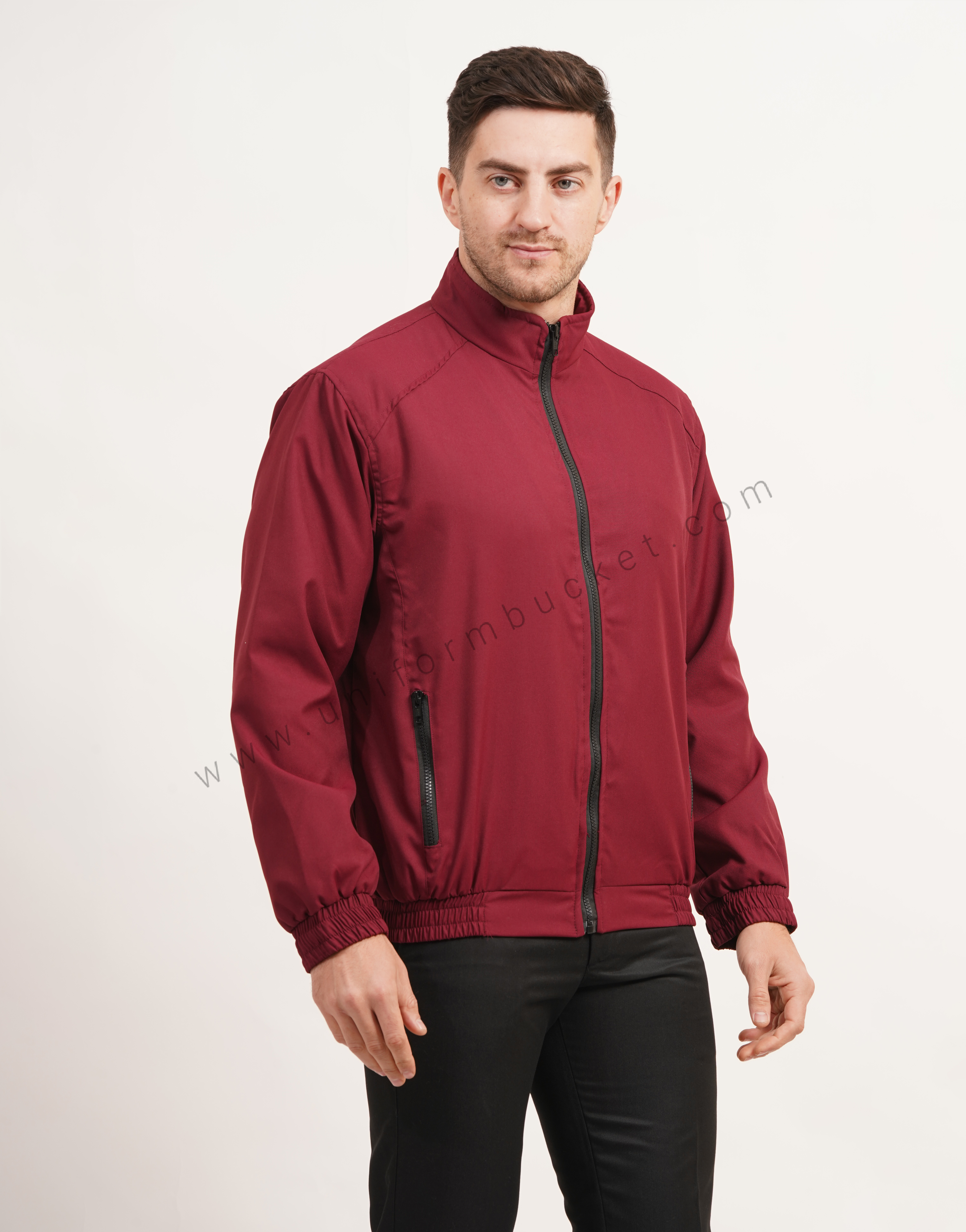 MALE WINTER MAROON  JACKET WITH FRONT & POCKET ZIP