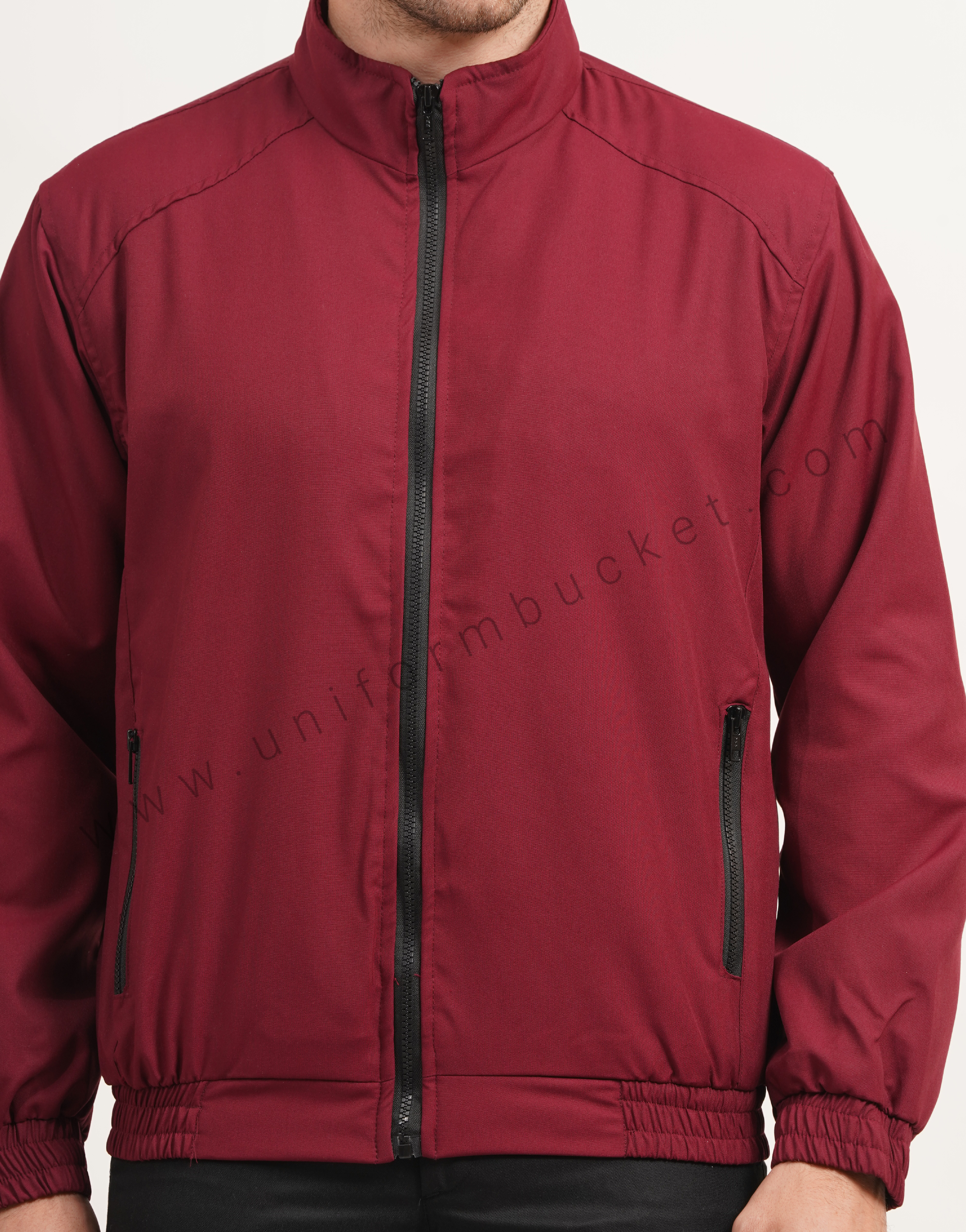 MALE WINTER MAROON  JACKET WITH FRONT & POCKET ZIP