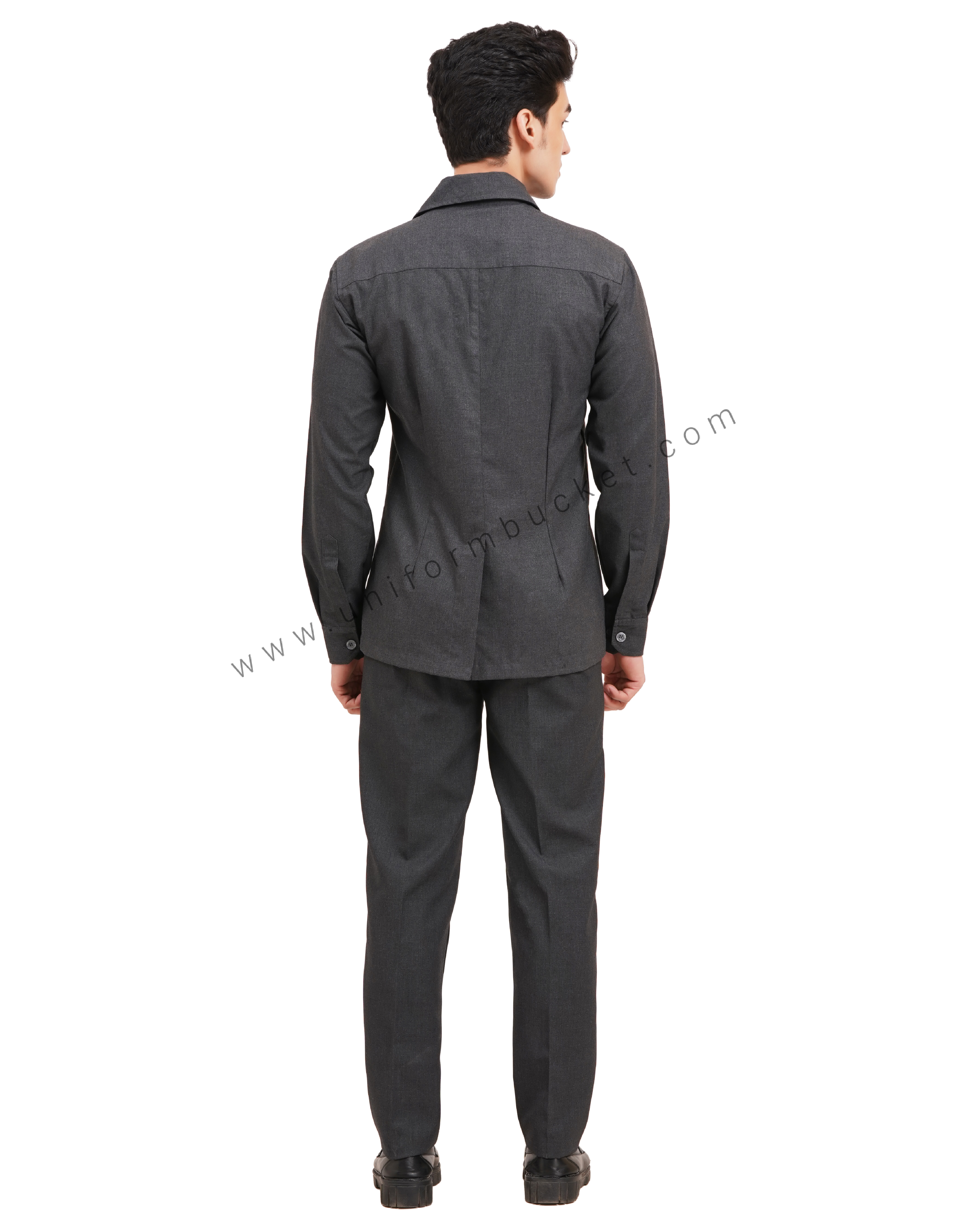 Male Worsted Grey  safari shirt with full sleeve & back slit