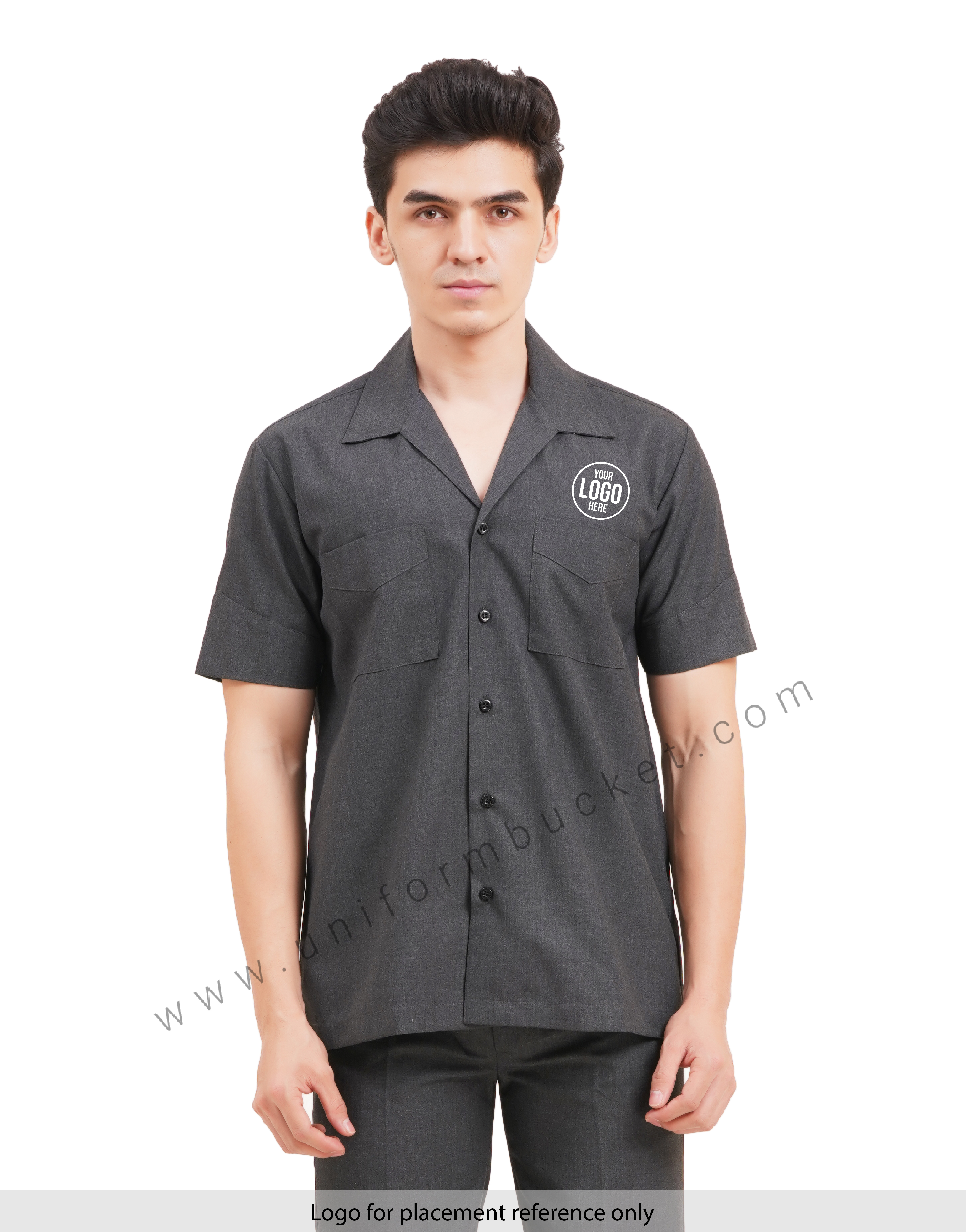 Male Worsted Grey  safari shirt with half sleeve & back slit