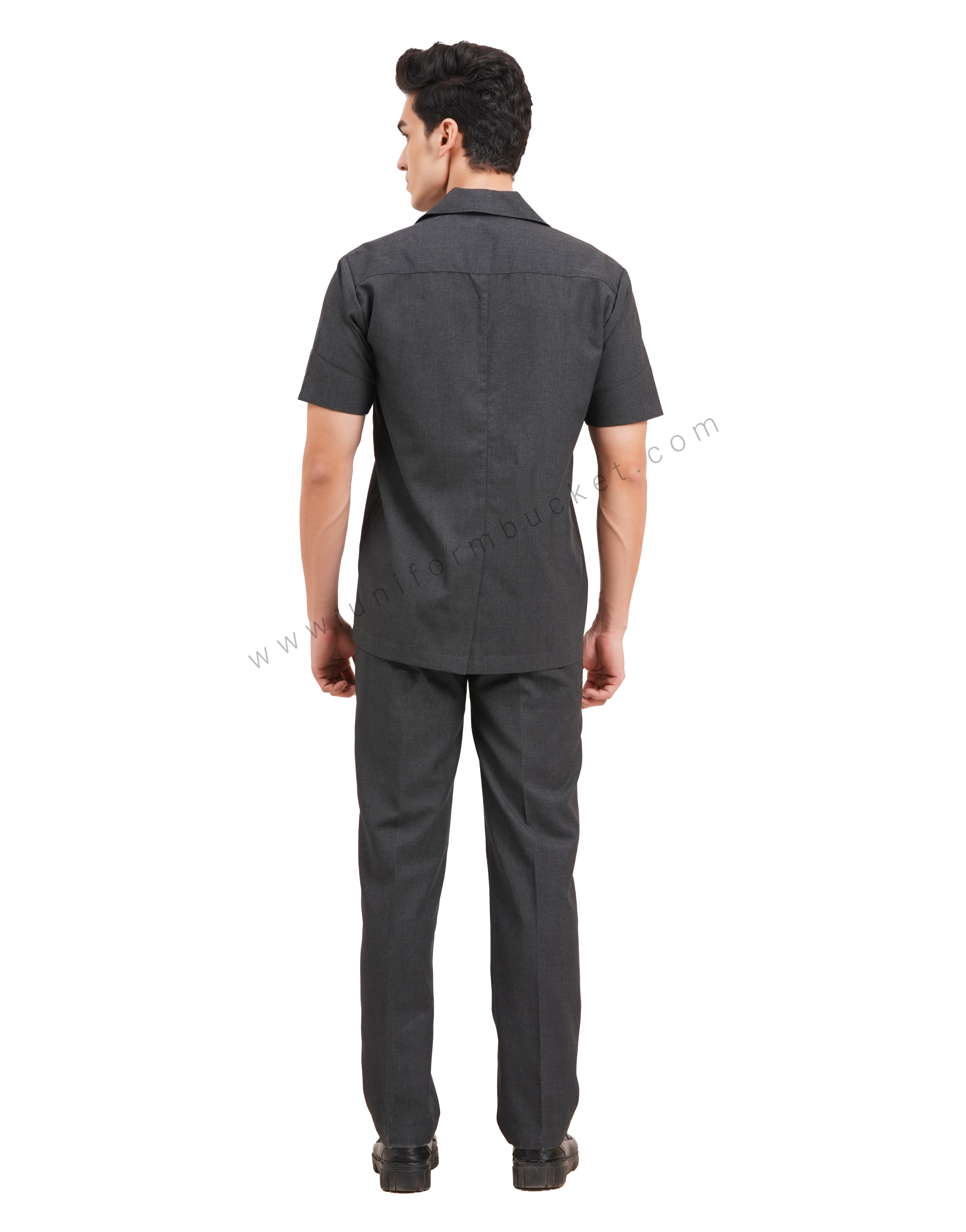 Male Worsted Grey  safari shirt with half sleeve & back slit