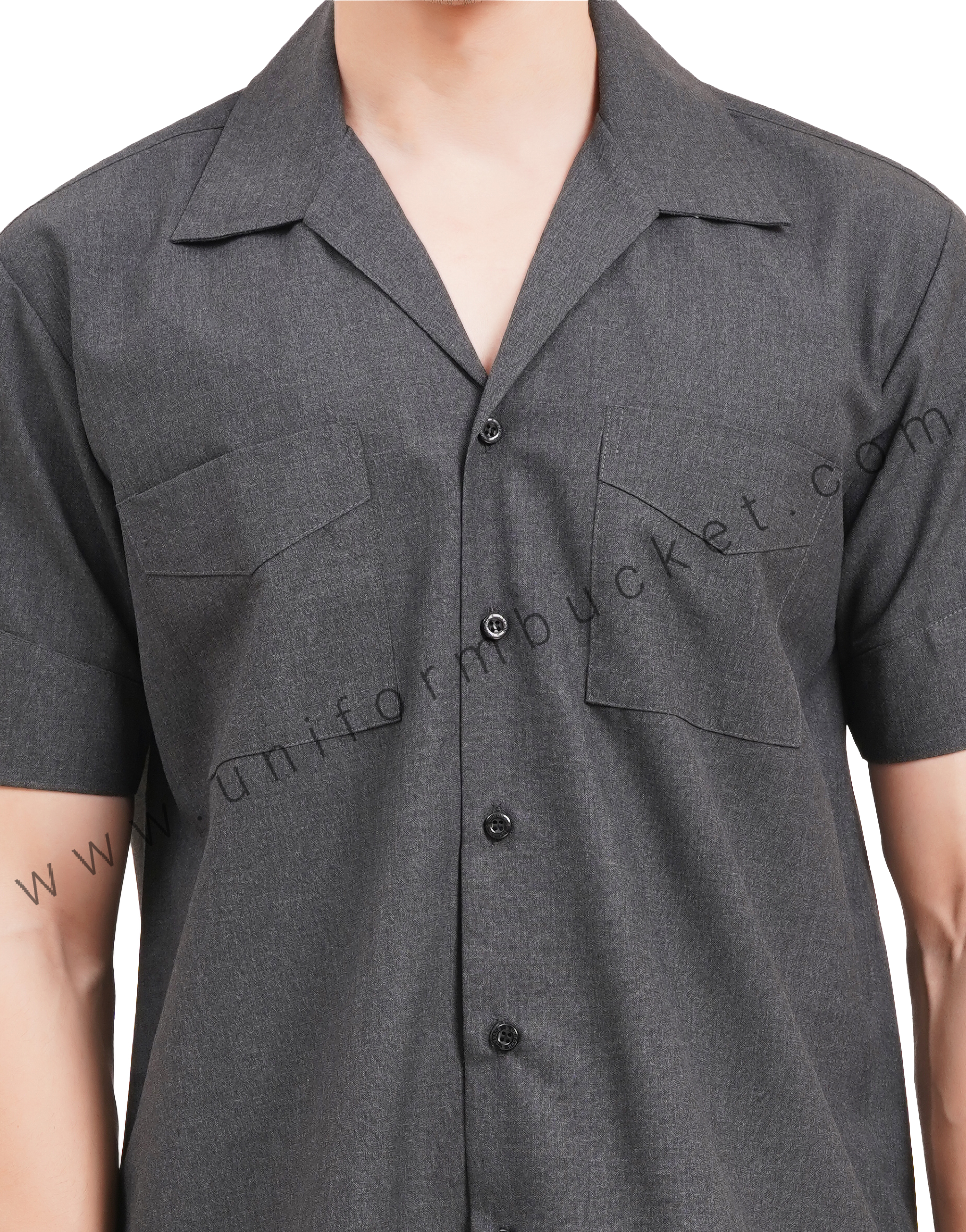 Male Worsted Grey  safari shirt with half sleeve & back slit