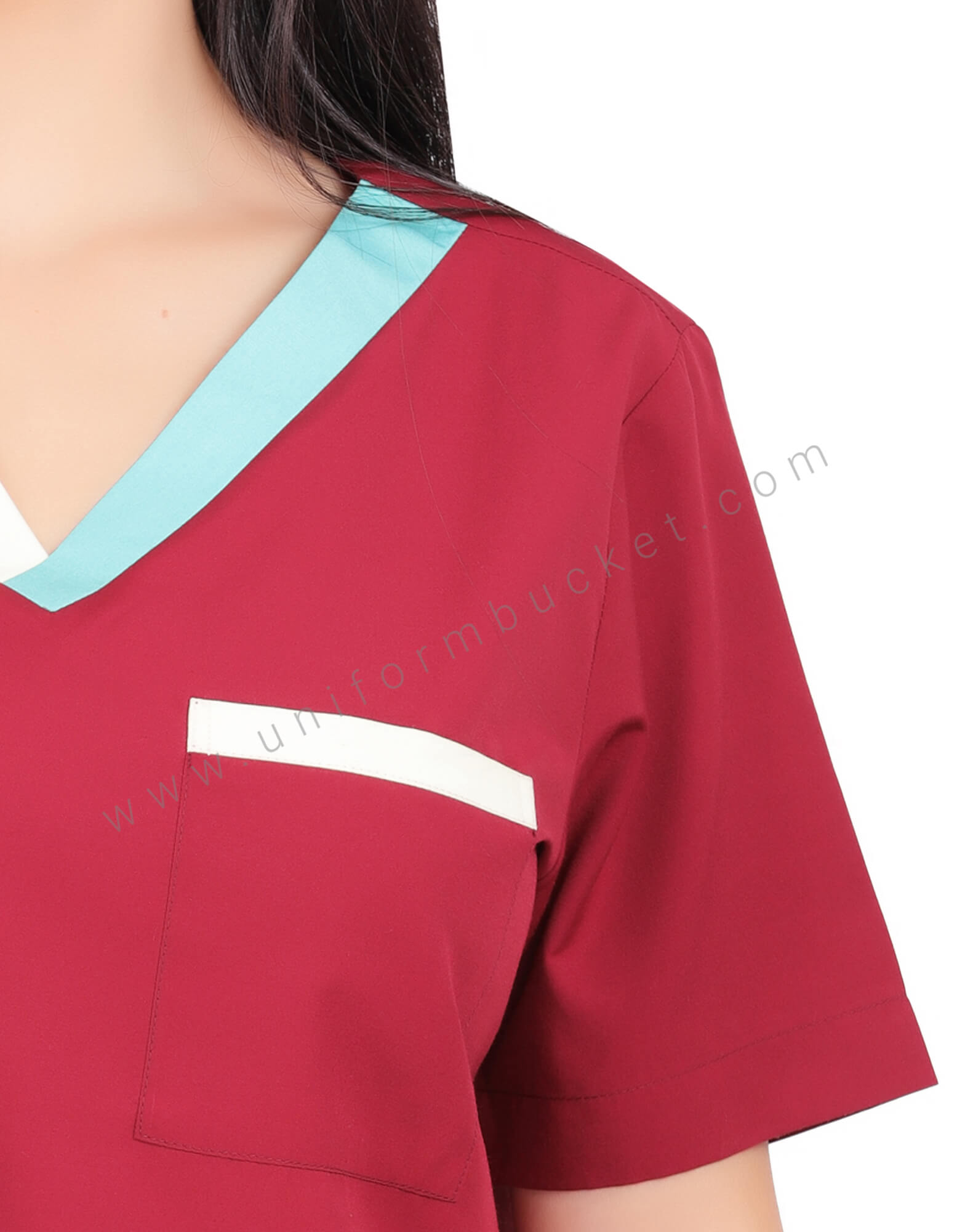 Maroon Housekeeping Tunic With Two Patch Pocket