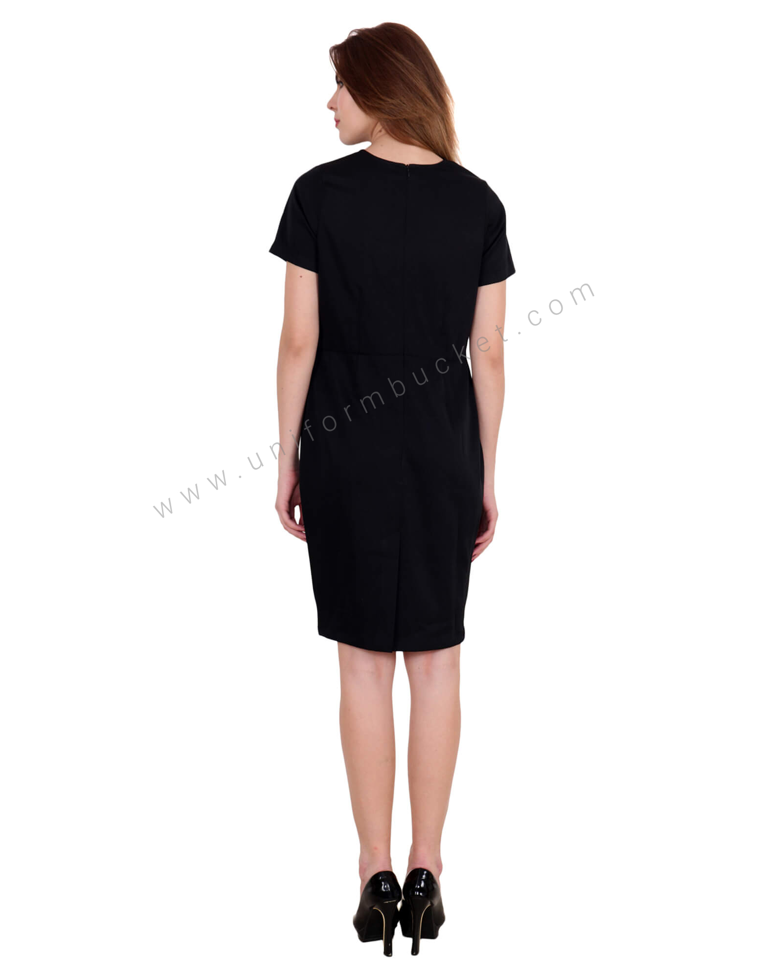 Split Neck Dress With Back Zip