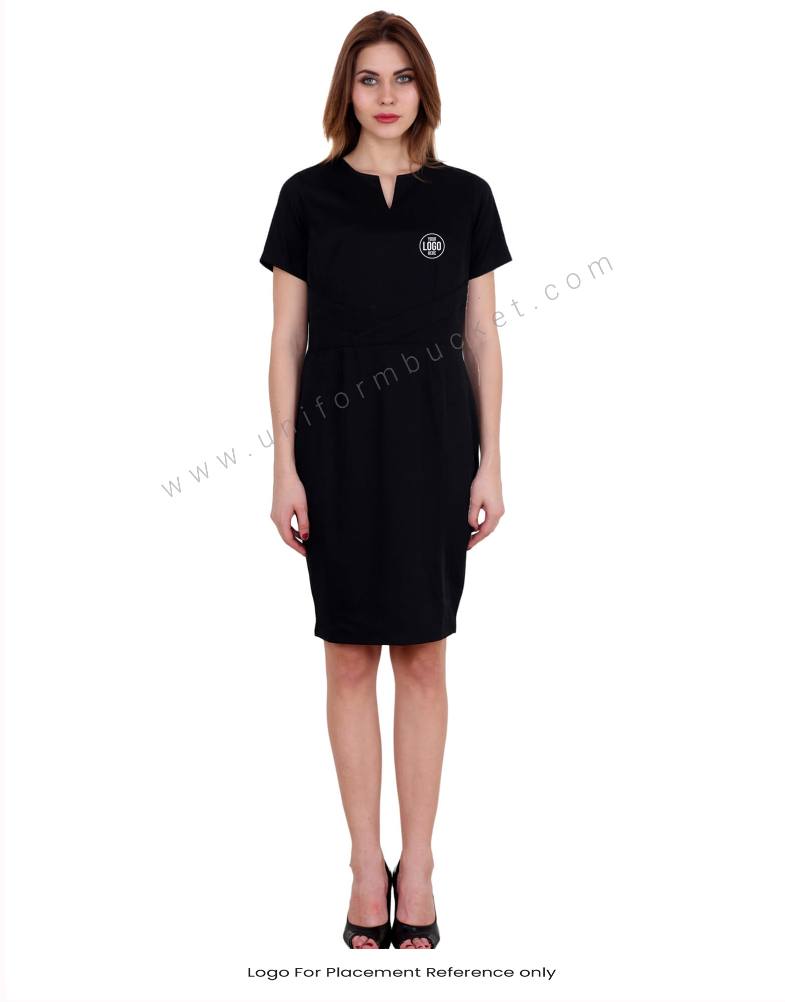 Split Neck Dress With Back Zip