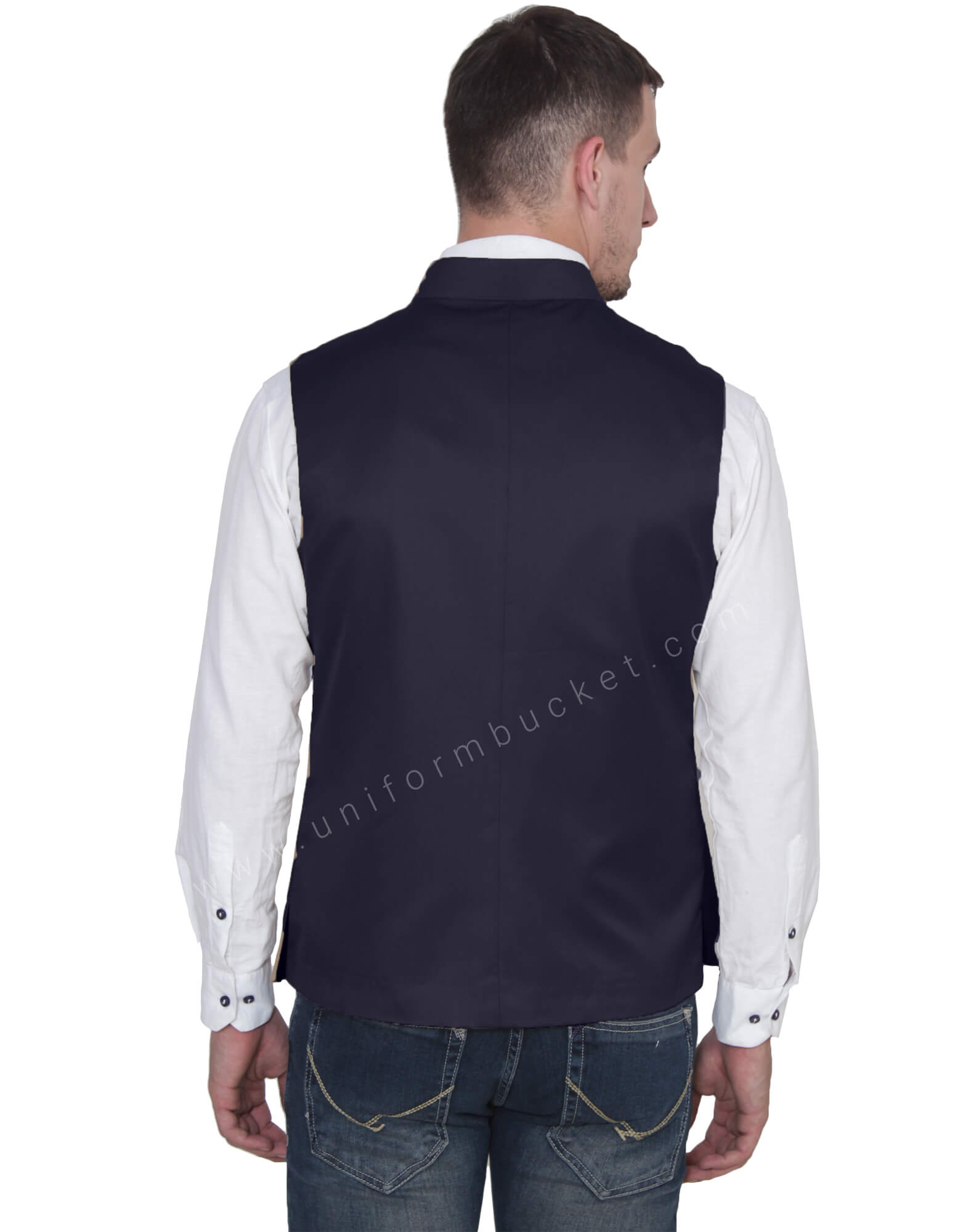 Navy Blue Nehru Jacket For Men