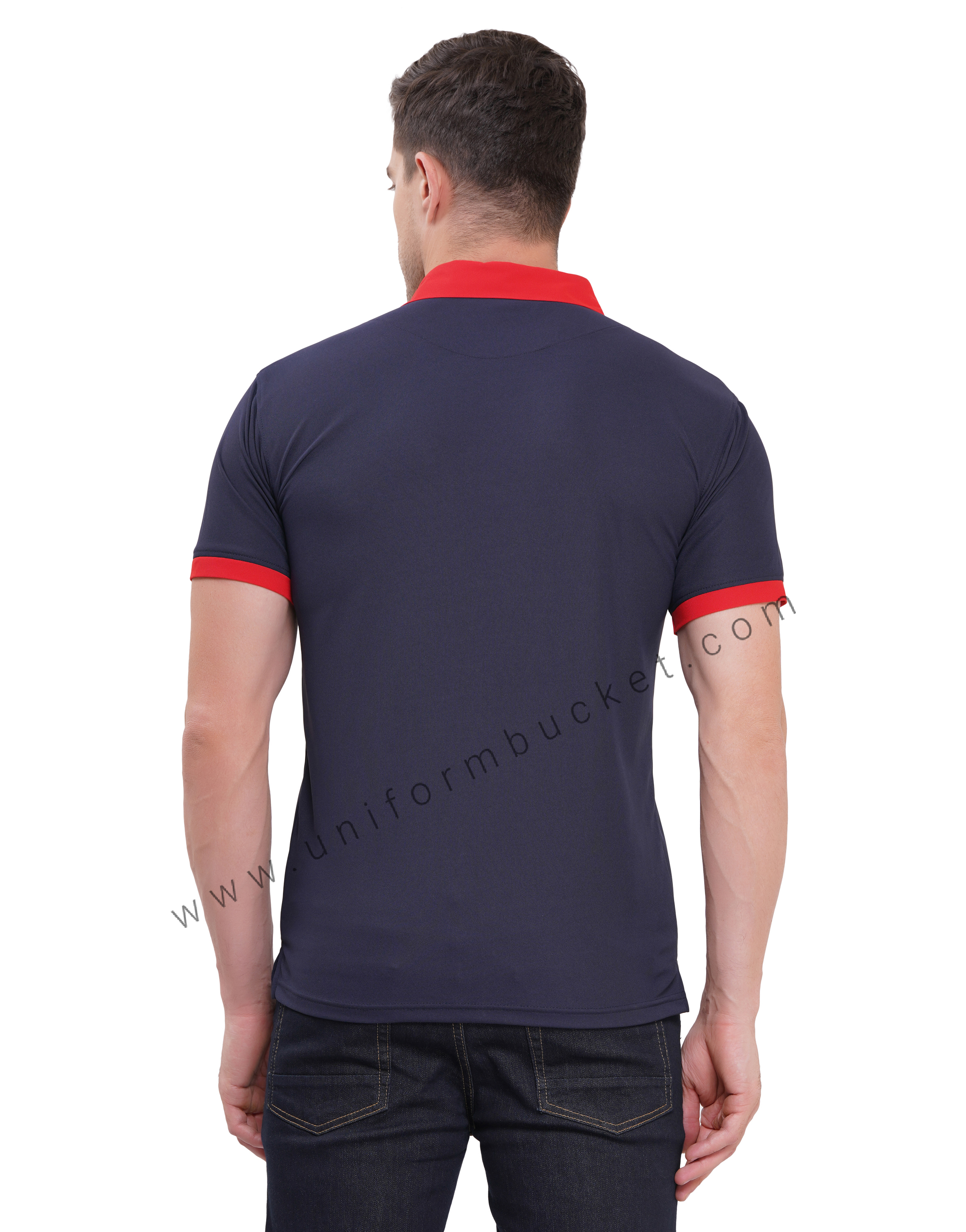 Navy Blue T-shirt half sleeve with red trim