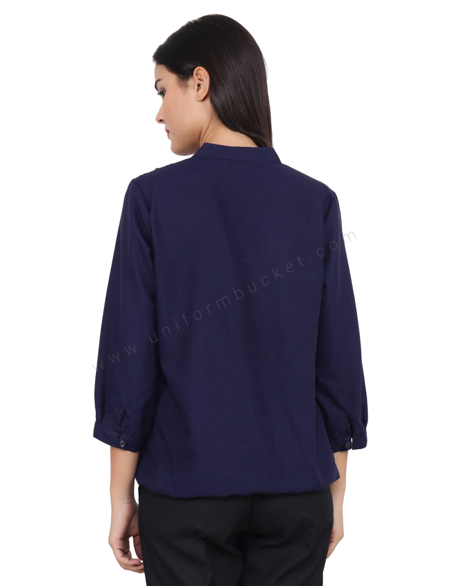 Chinese Collar Indigo Blue Top