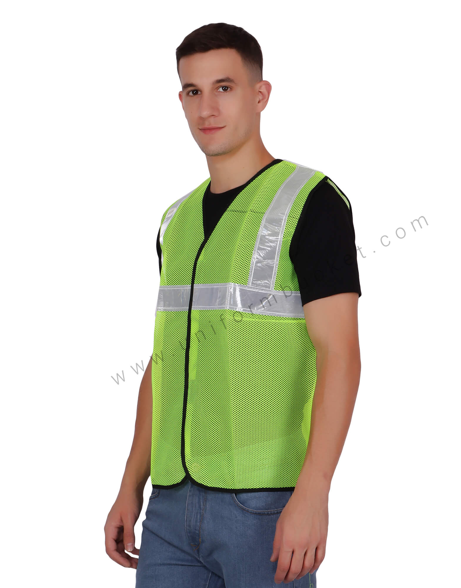 Net Safety Vest With Broad Visibility Stripes