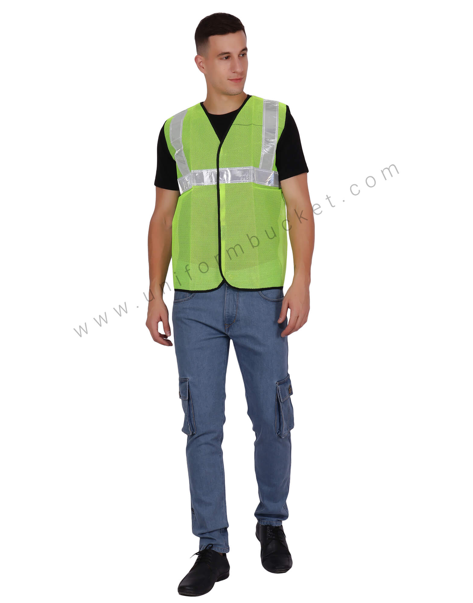 Net Safety Vest With Broad Visibility Stripes