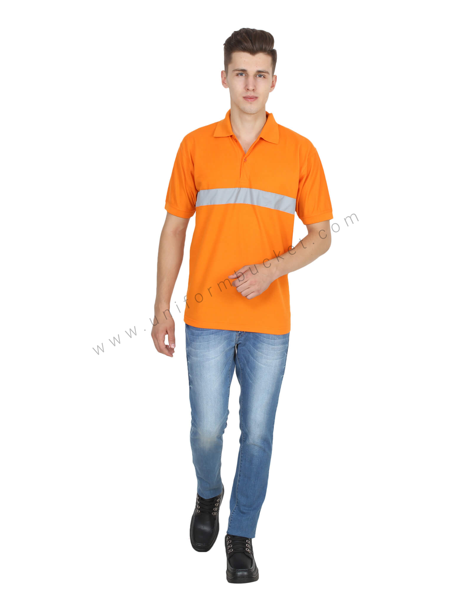 Orange Hi- Visibility Polo T- Shirt
