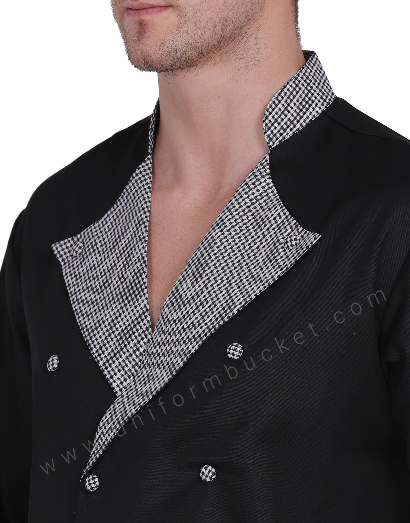 Overlap Crossover neck Black Chef Coat