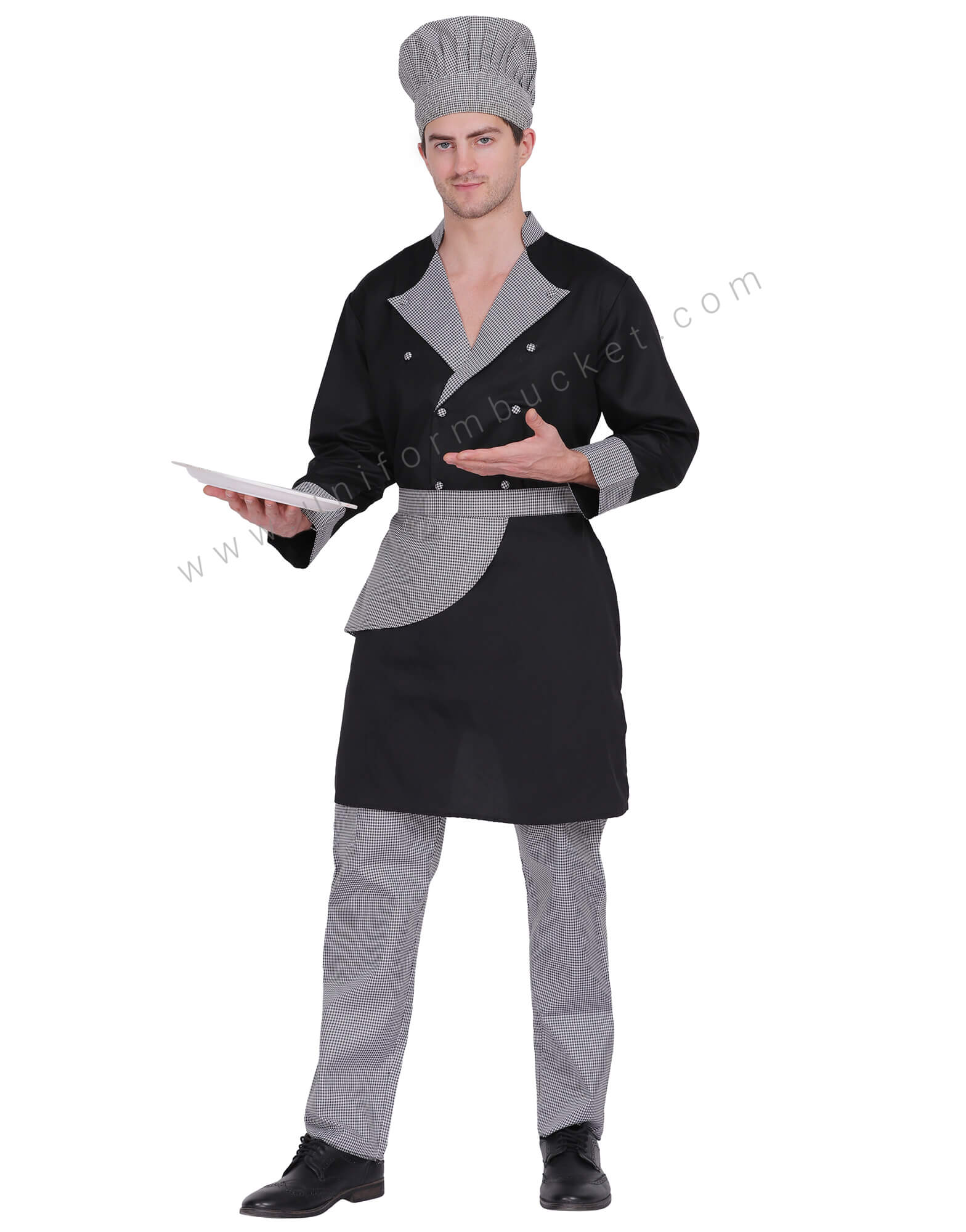 Overlap Crossover neck Black Chef Coat