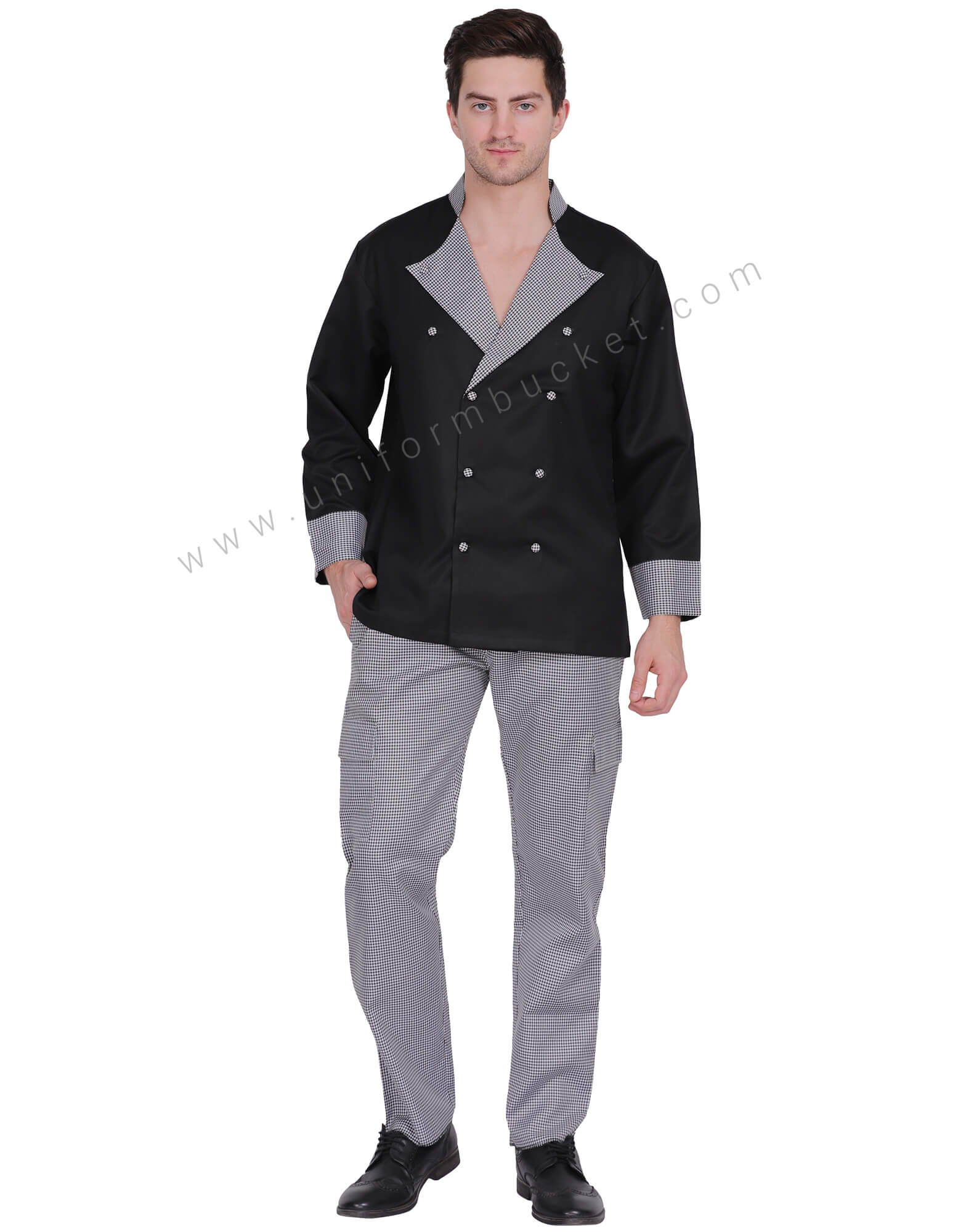 Overlap Crossover neck Black Chef Coat