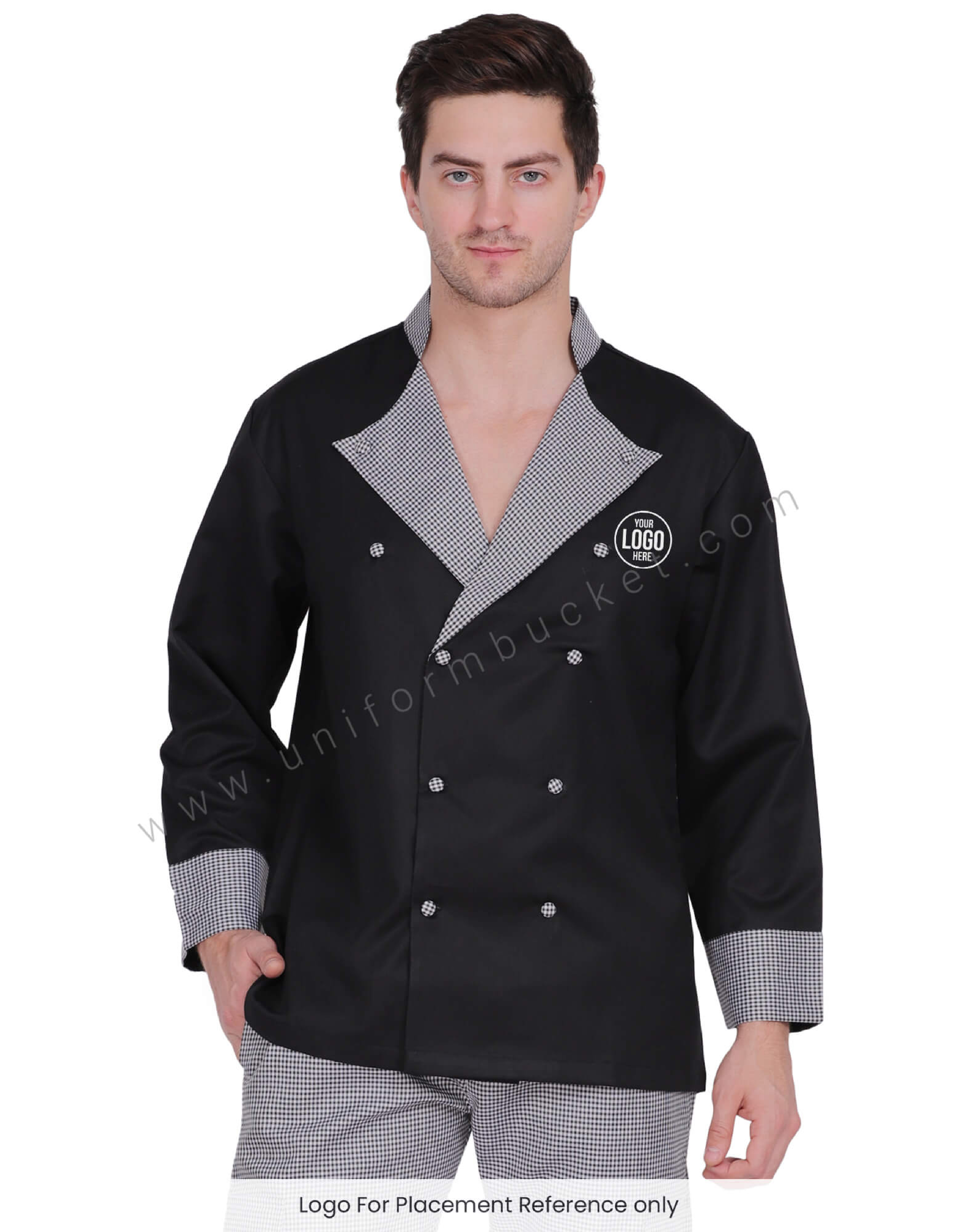 Overlap Crossover neck Black Chef Coat