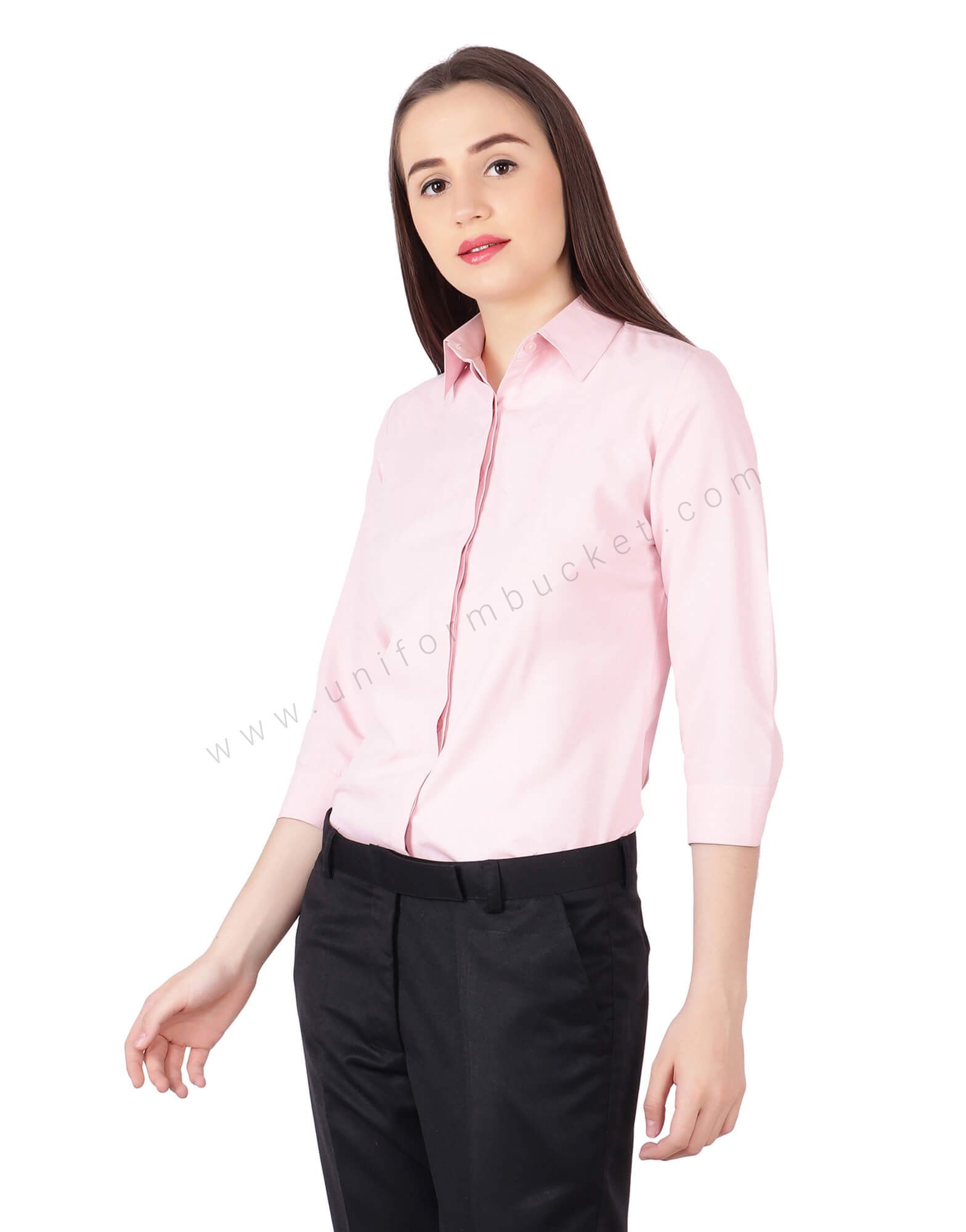 Buy 3/4th Sleeve Formal Pink Shirt For Women Online @ Best Prices in ...