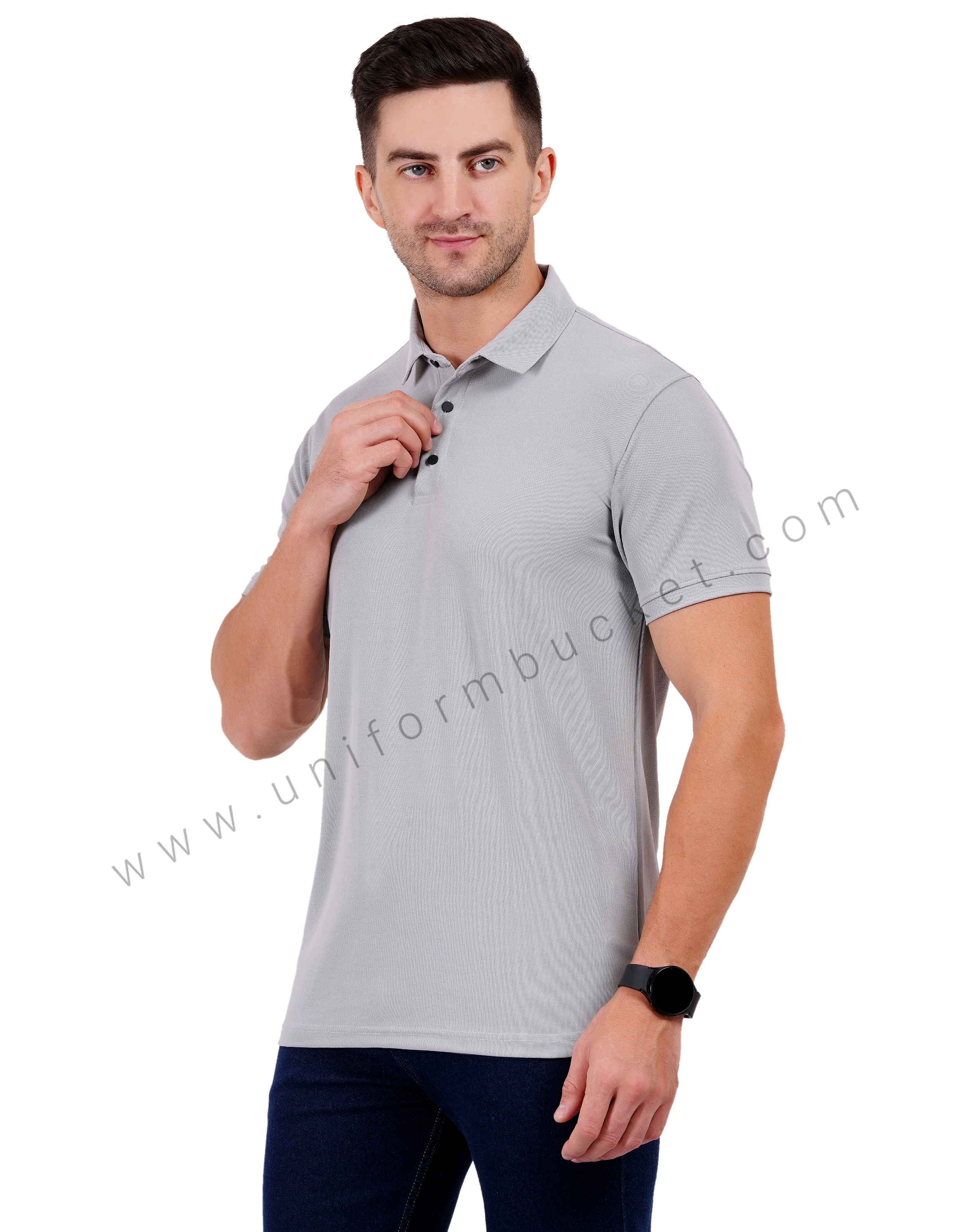 Plain Light Grey Polo T-shirt