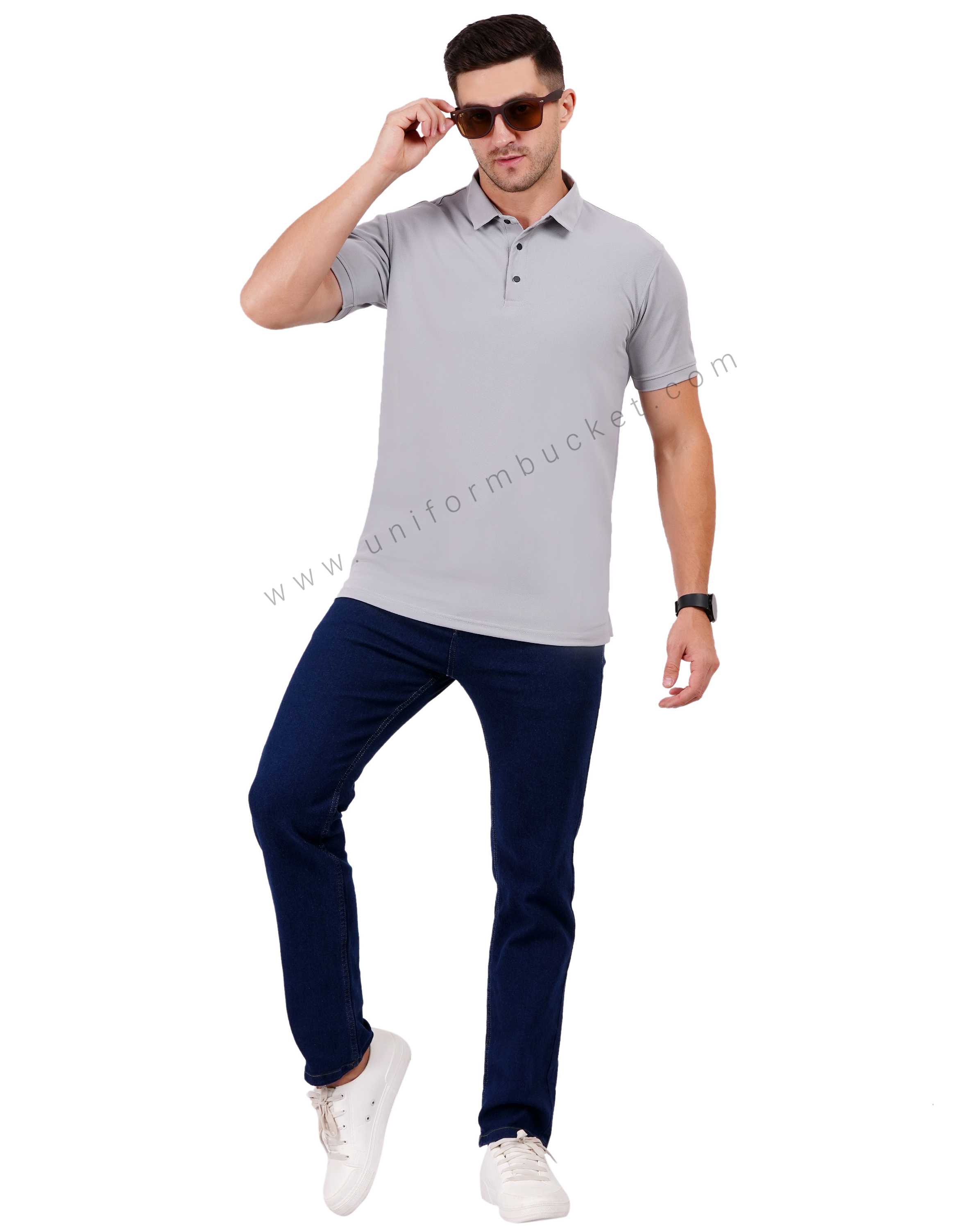 Plain Light Grey Polo T-shirt