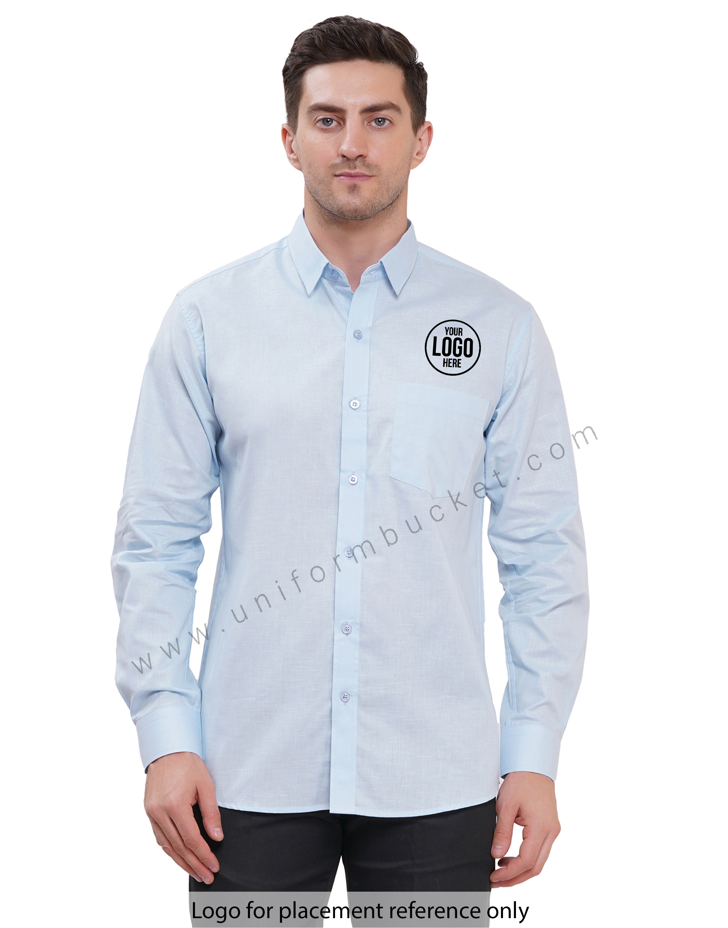 Premium Sky Blue  Cotton Linen Shirts In Full Sleeves