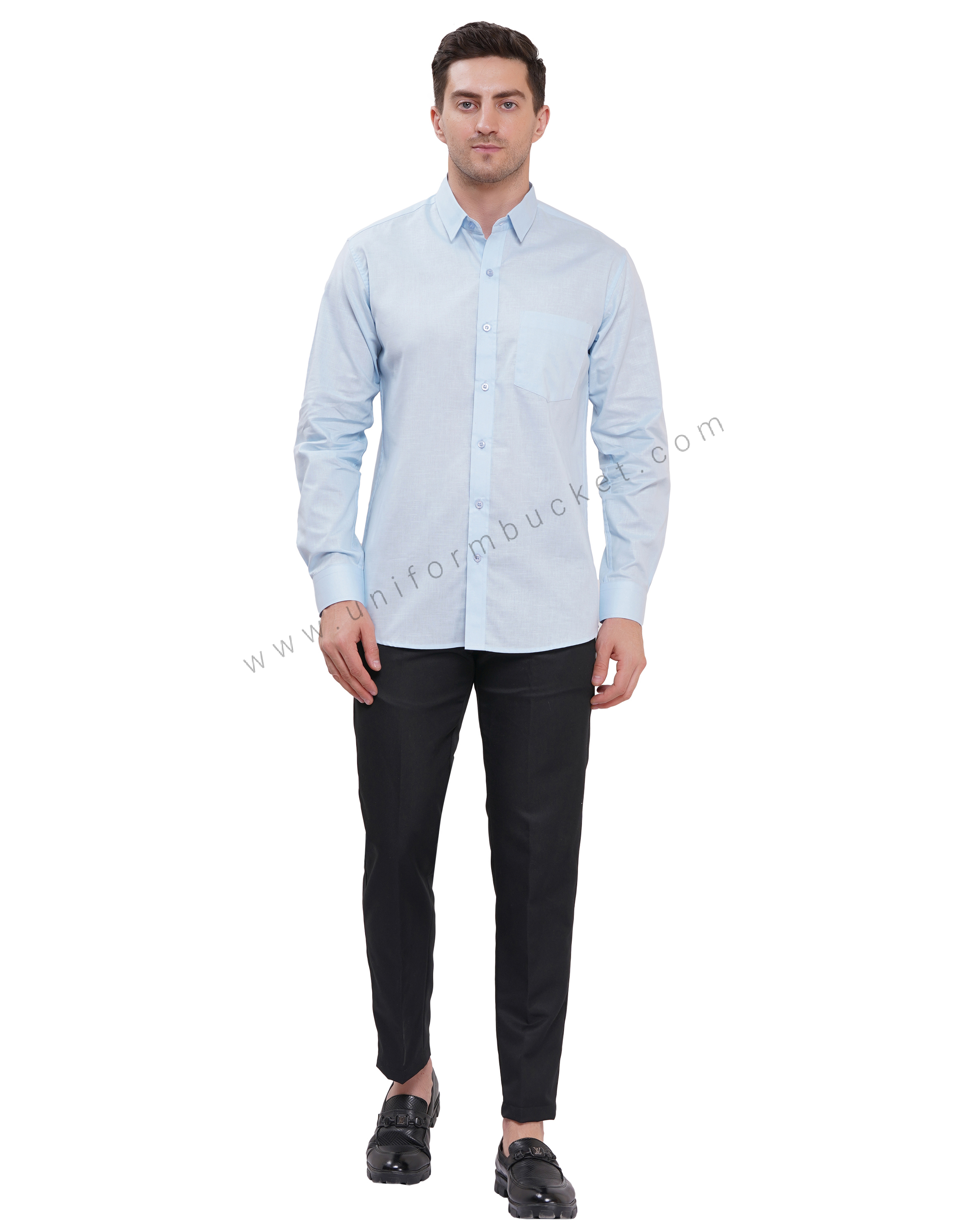Premium Sky Blue  Cotton Linen Shirts In Full Sleeves