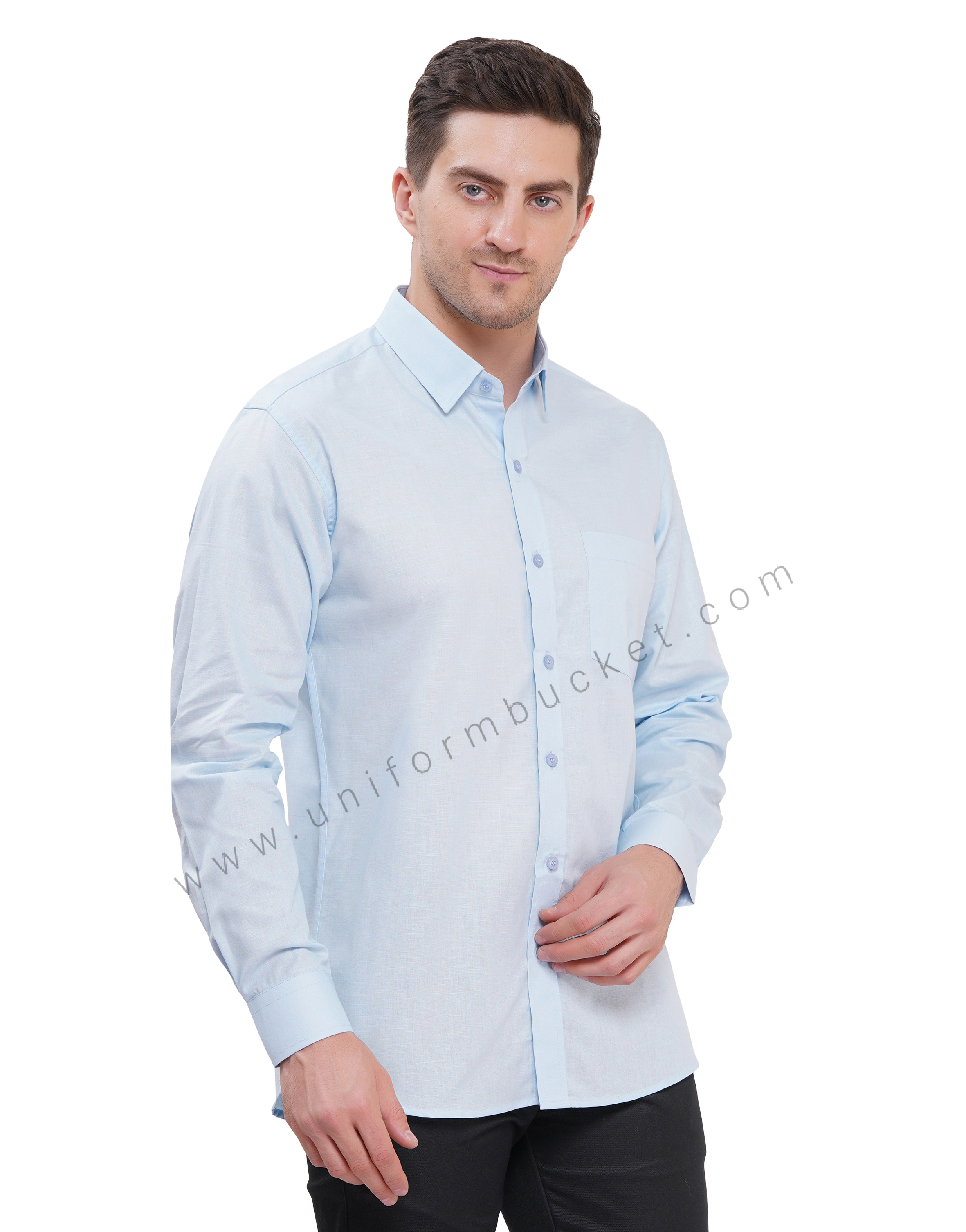 Premium Sky Blue  Cotton Linen Shirts In Full Sleeves