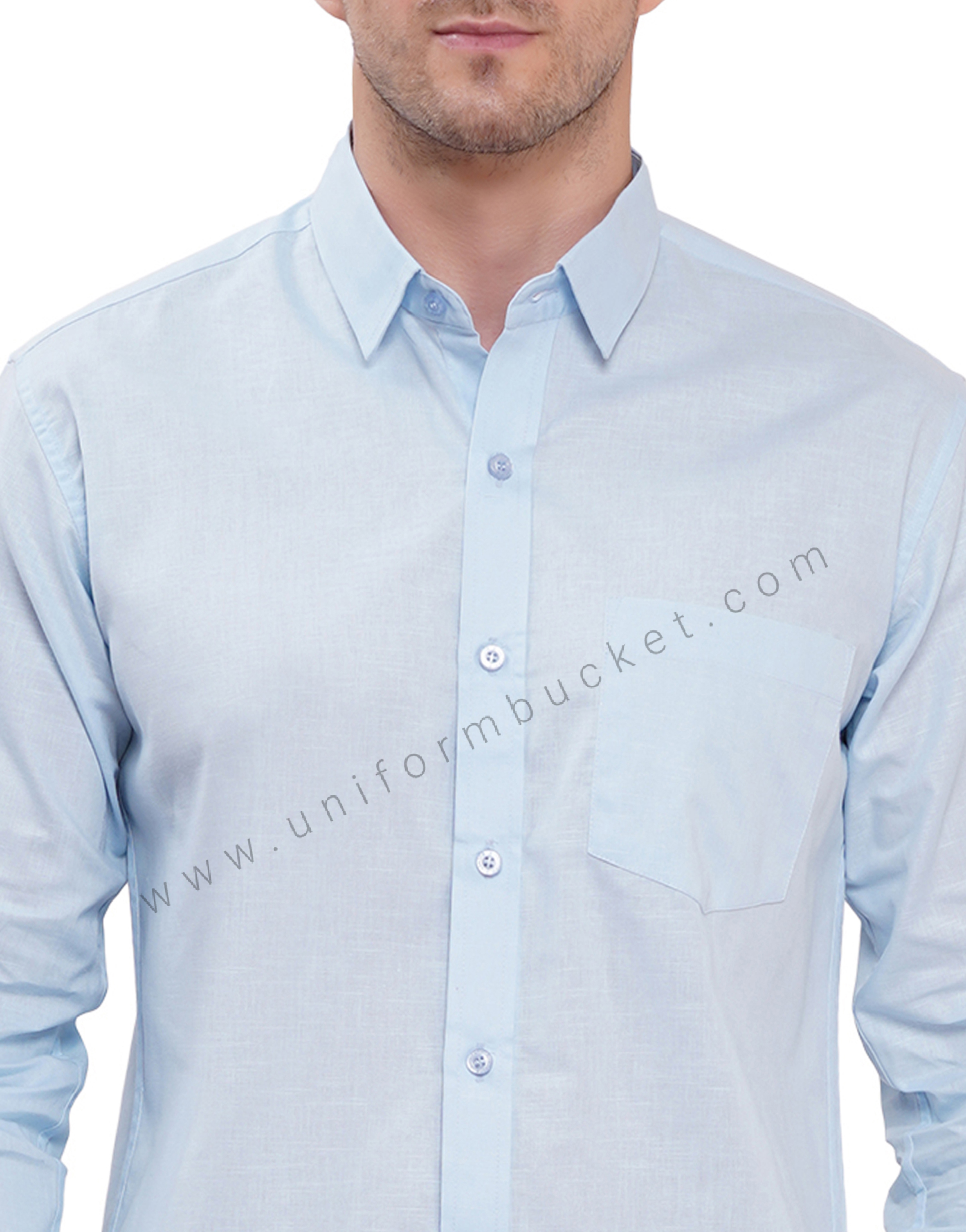Premium Sky Blue  Cotton Linen Shirts In Full Sleeves