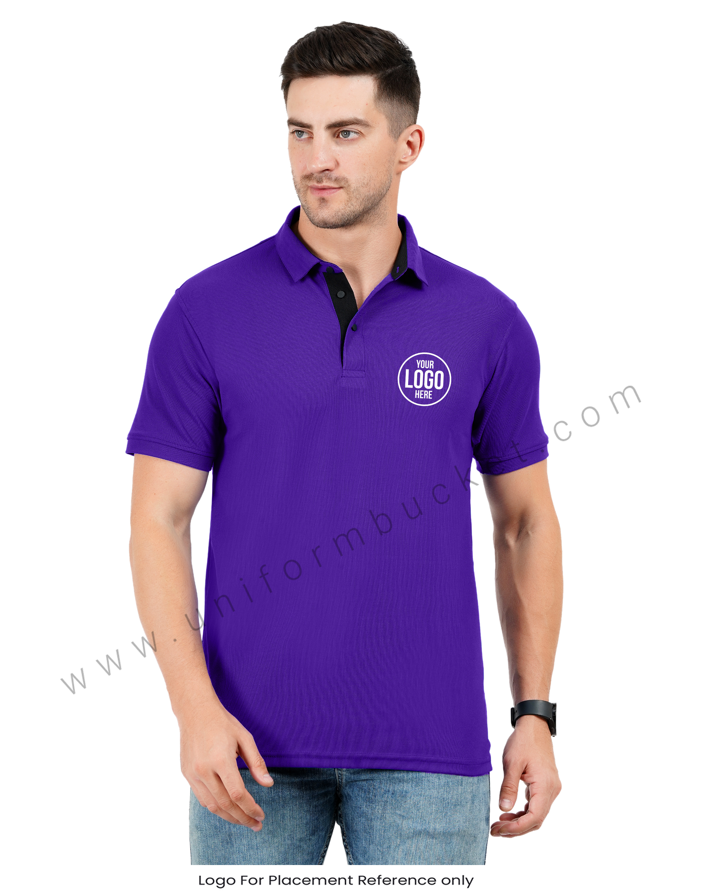 Purple polo T-shirt with Black trim