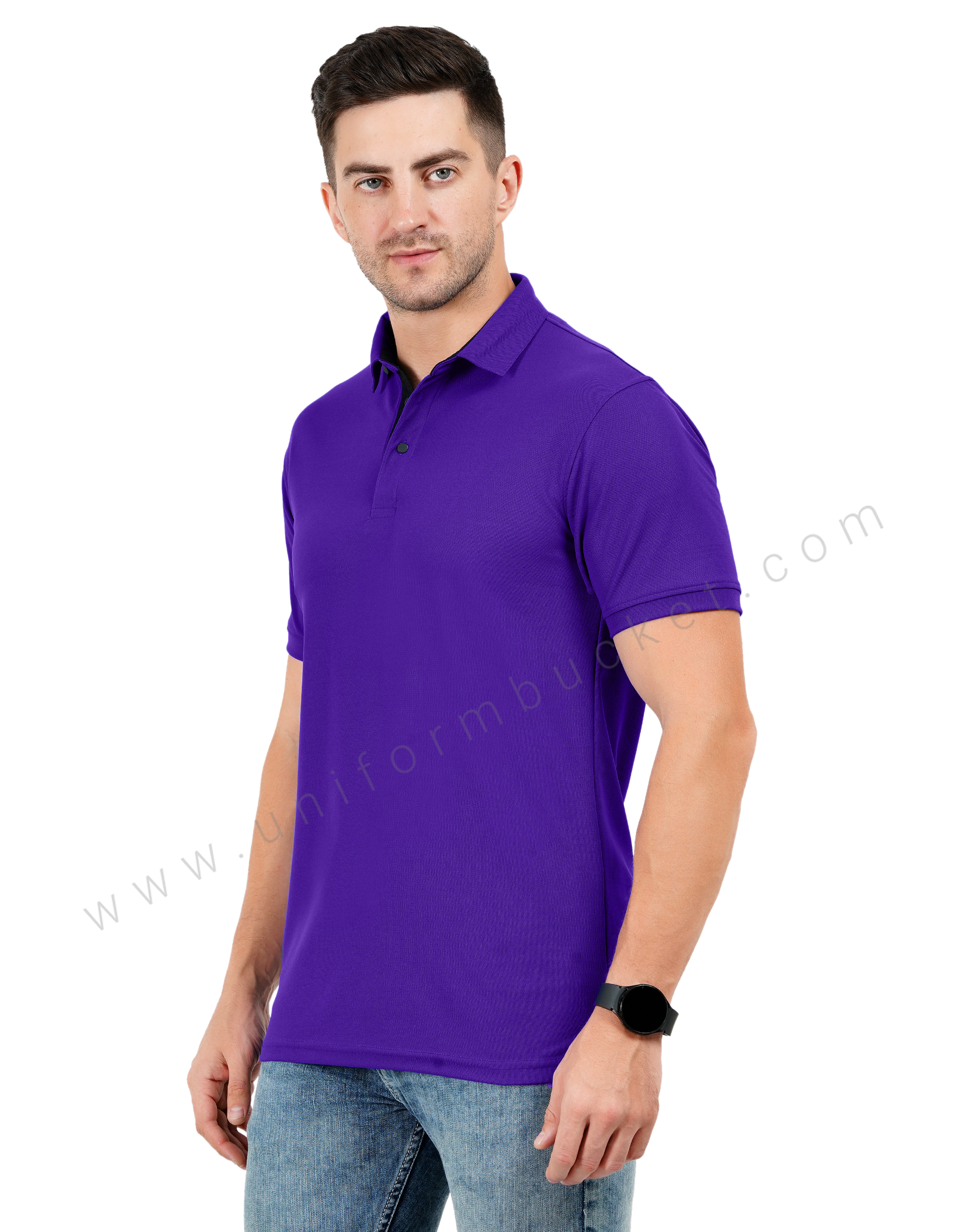Purple polo T-shirt with Black trim