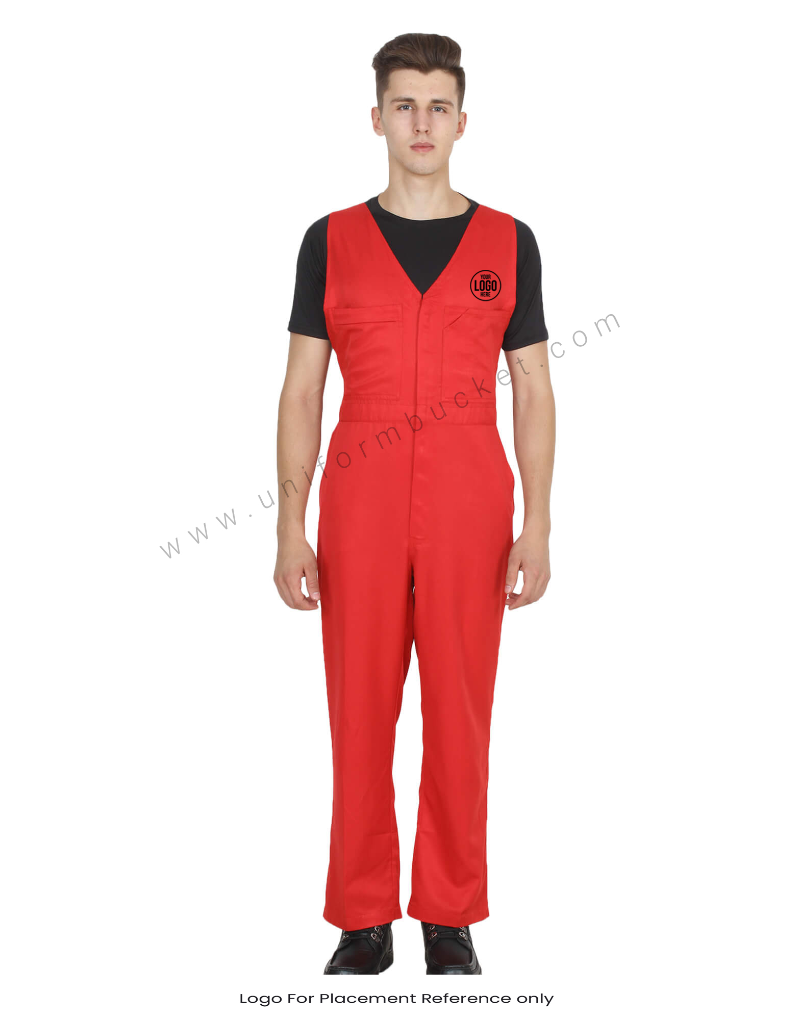 V-Neck Red Bib Overall