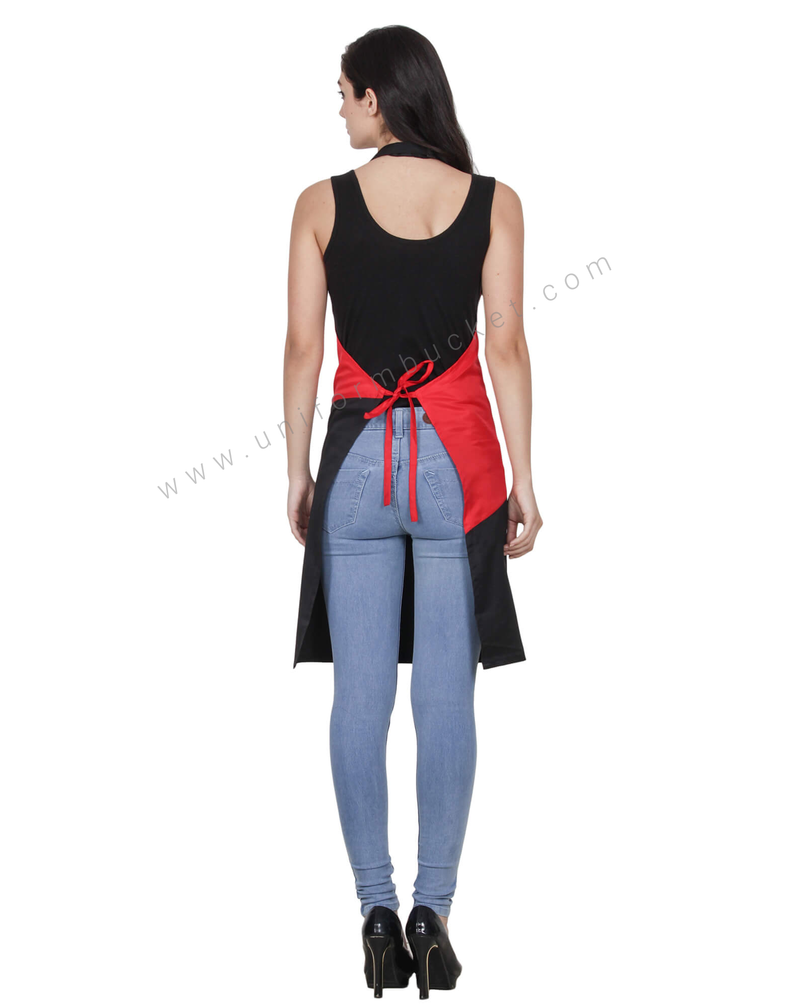 Double Tone Bib Apron With Side Patch Pocket