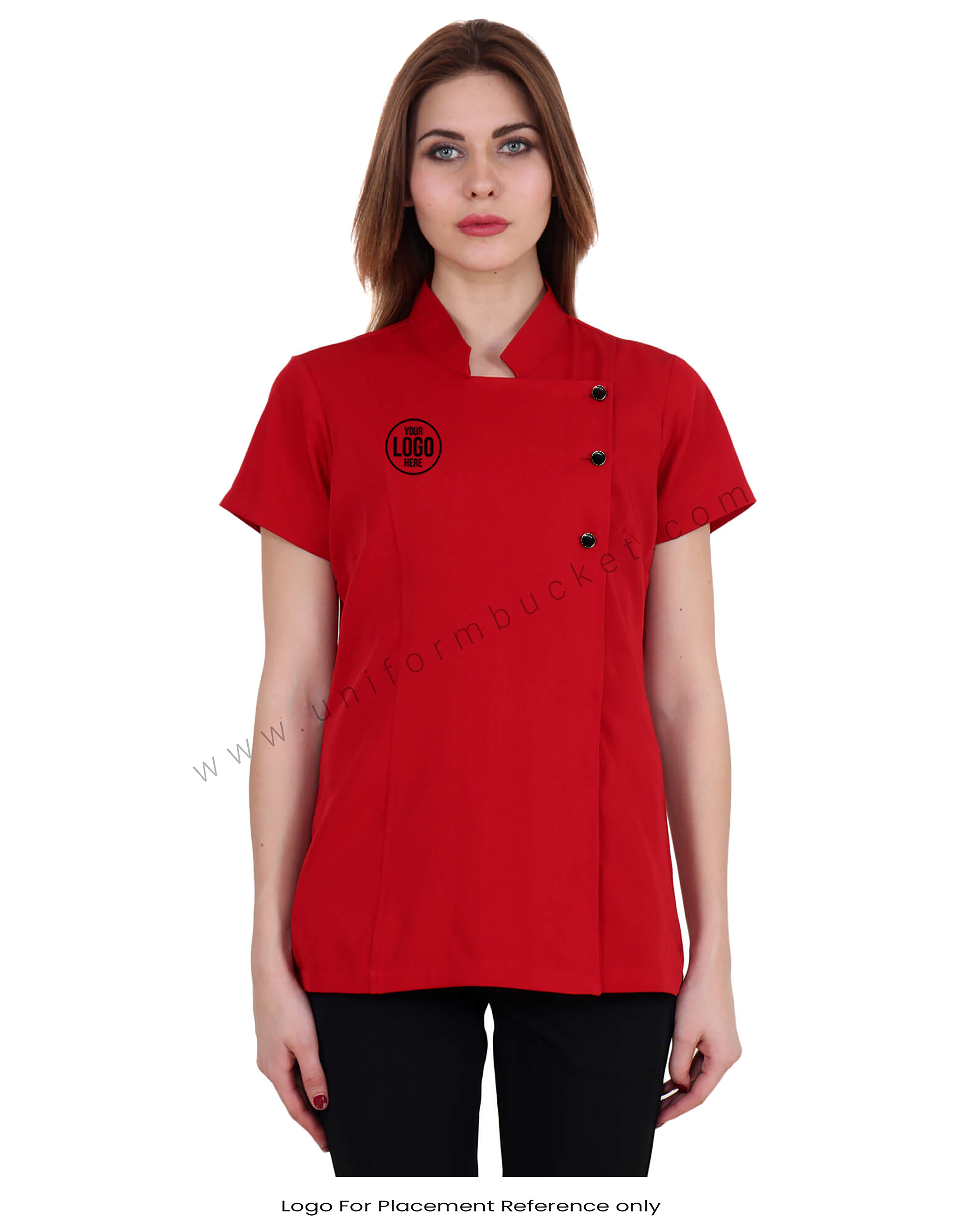 Red Tunic With Side Button Opening