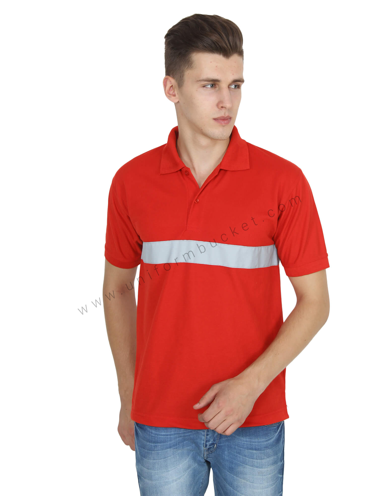 Red Hi- Visibility Polo T- Shirt