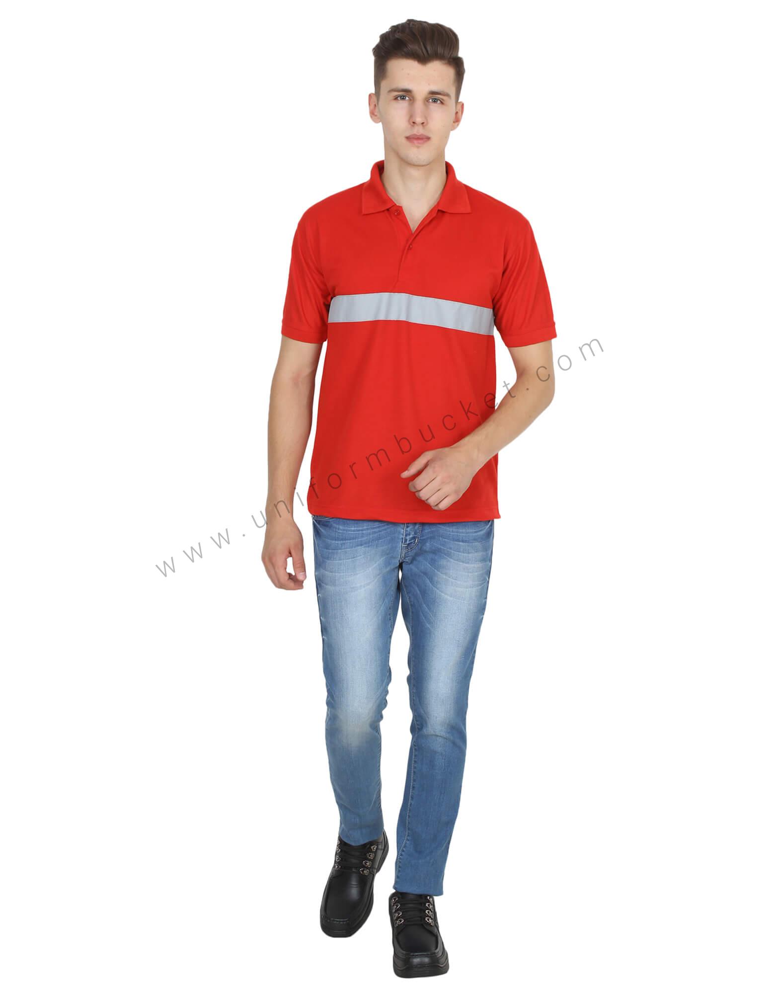 Red Hi- Visibility Polo T- Shirt