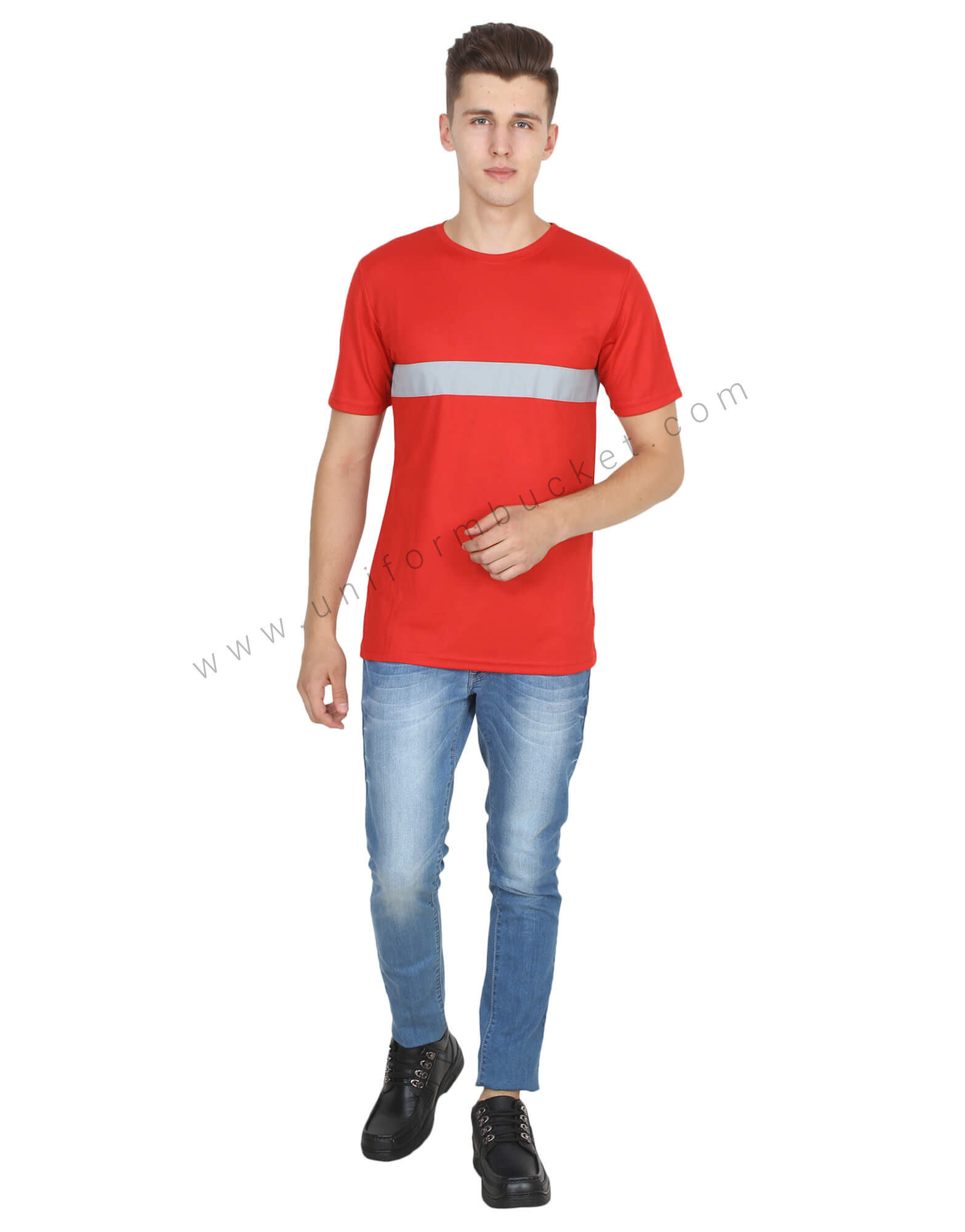 Red Round Neck Hi- Visibility T- Shirt