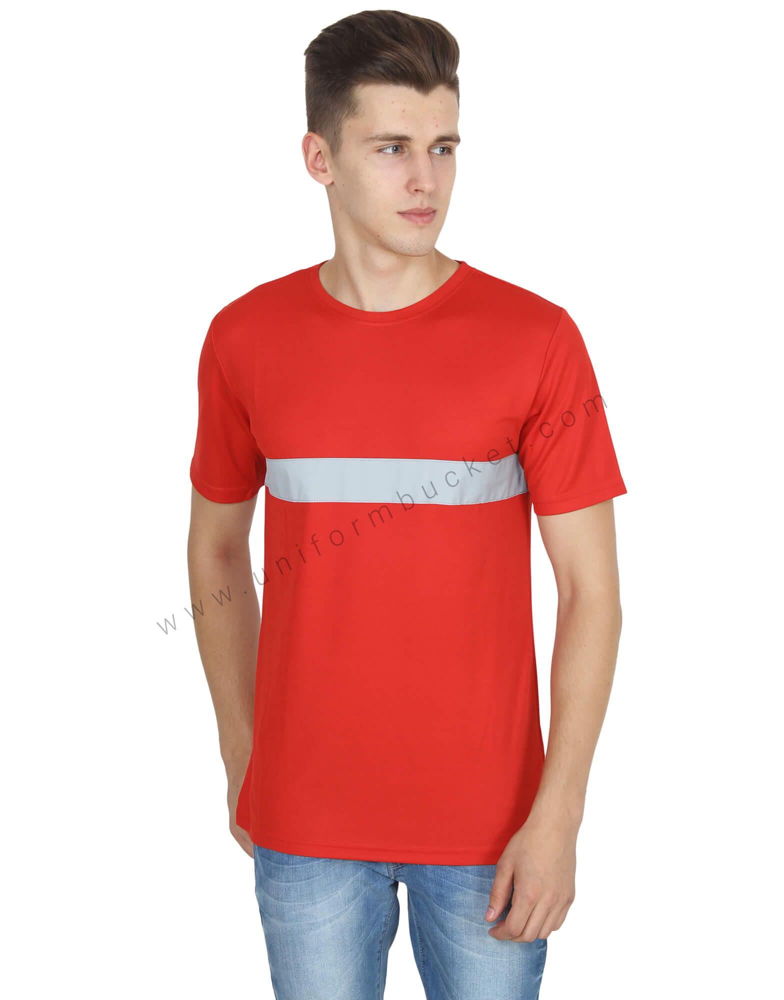 Red Round Neck Hi- Visibility T- Shirt