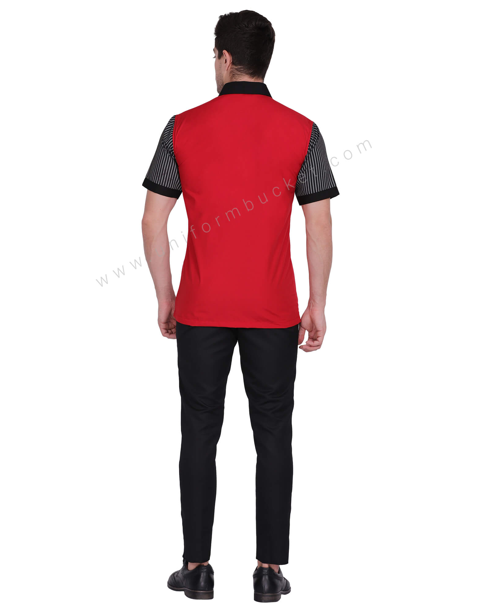 Red Shirt With  Black Stripe Half Sleeve For Male