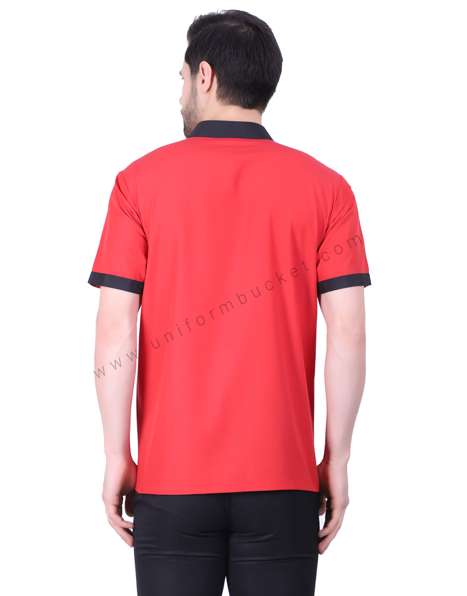 Red Uniform Shirt With Hidden Placket