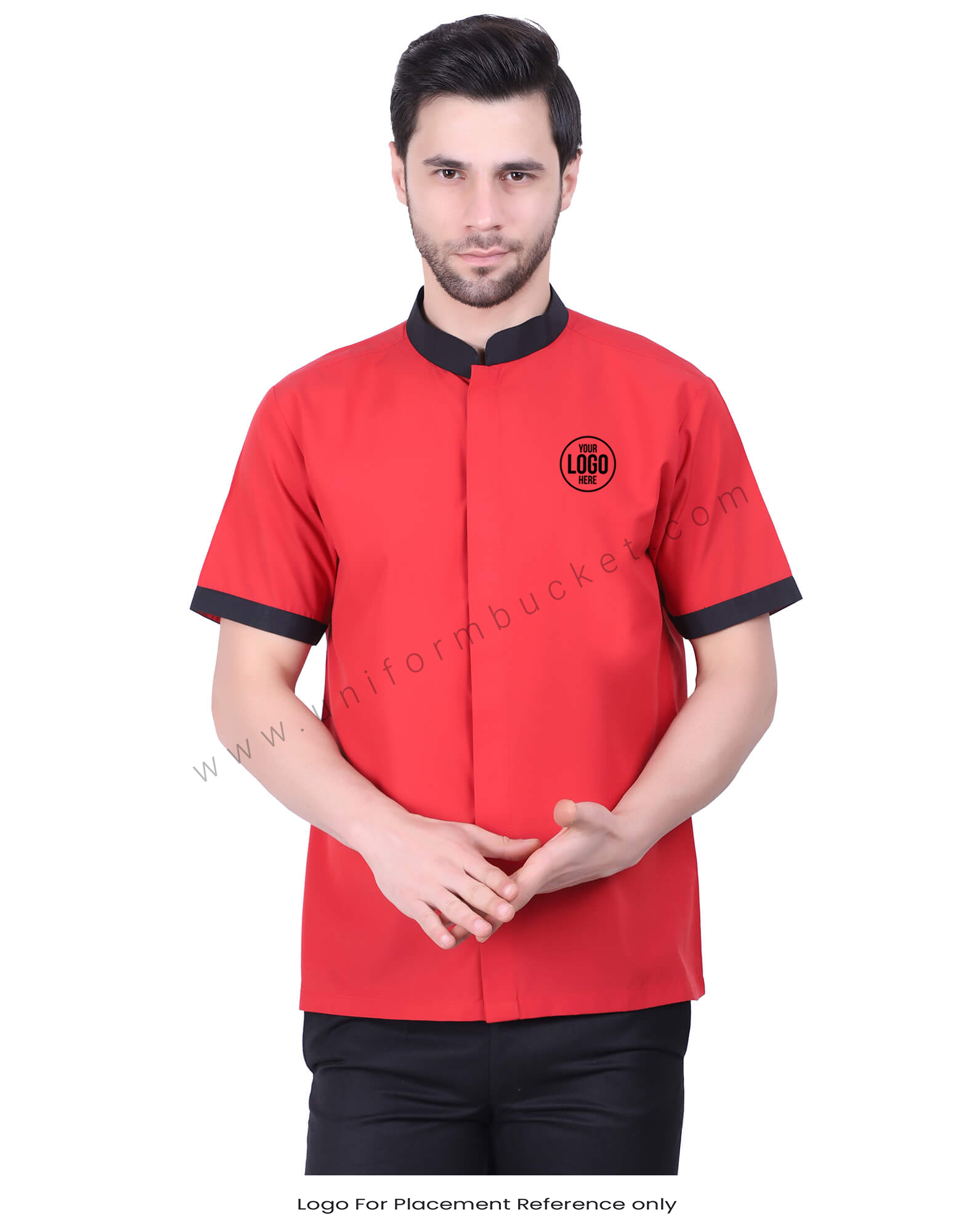 Red Uniform Shirt With Hidden Placket