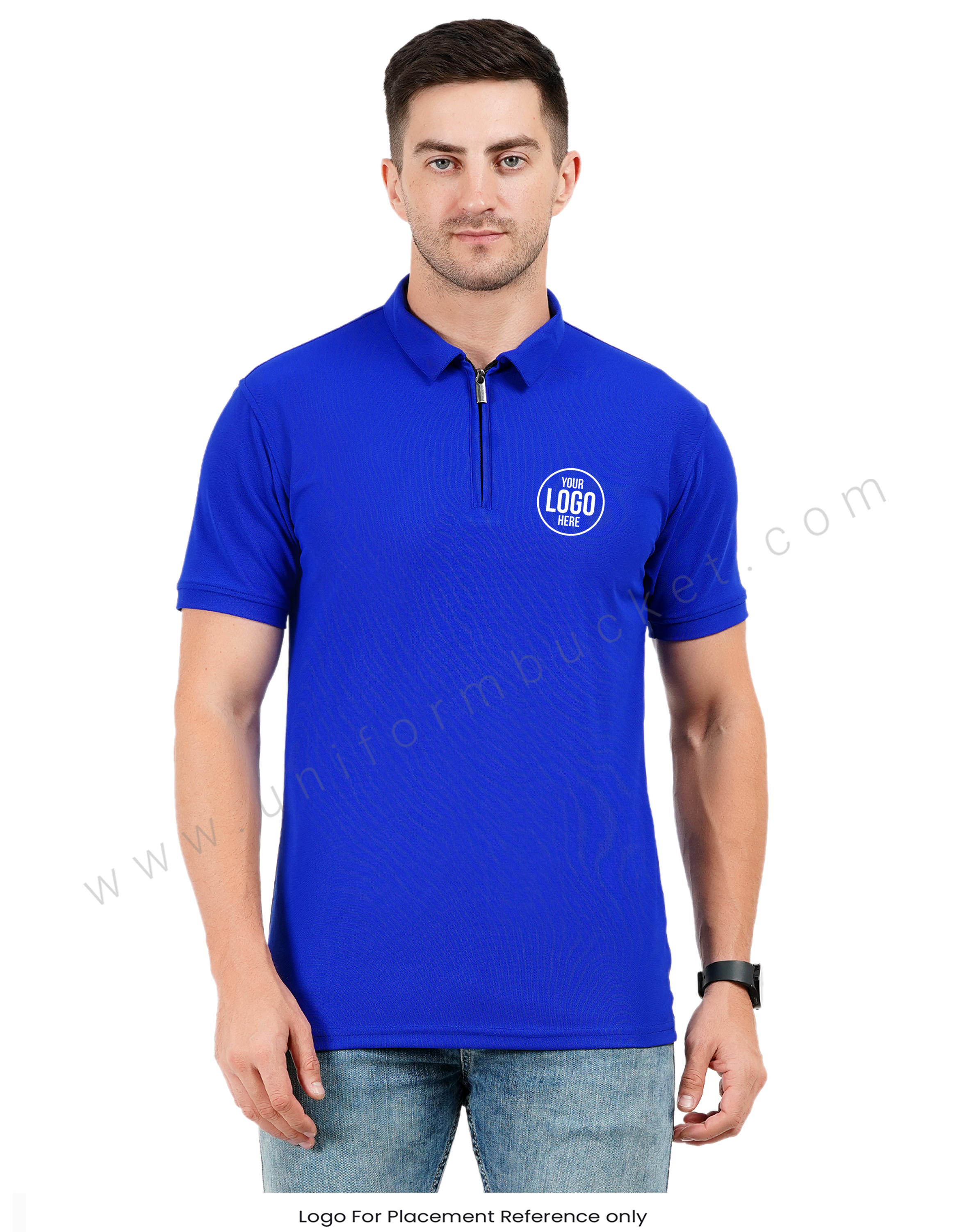 Royal blue zipper polo T-shirt