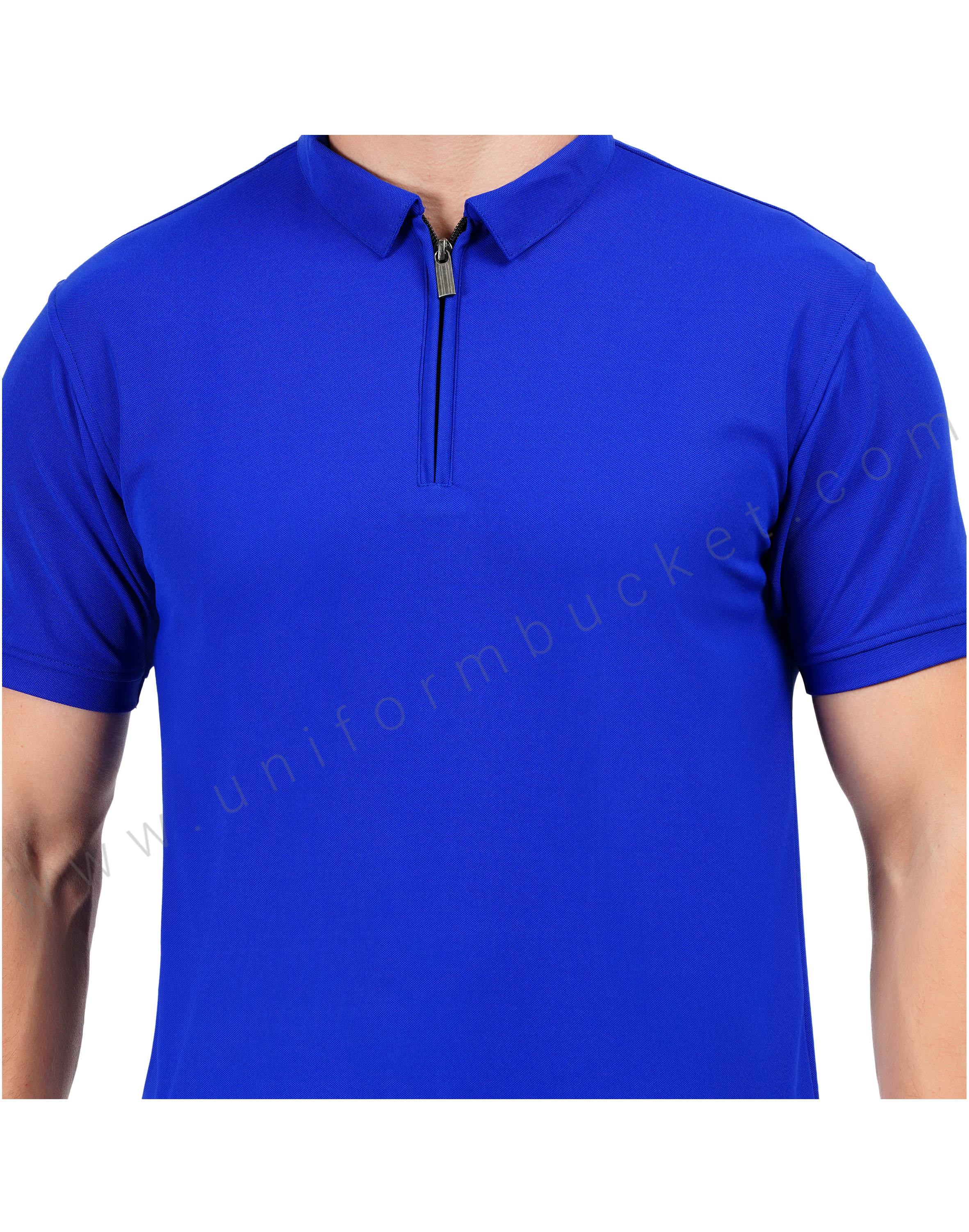 Royal blue zipper polo T-shirt