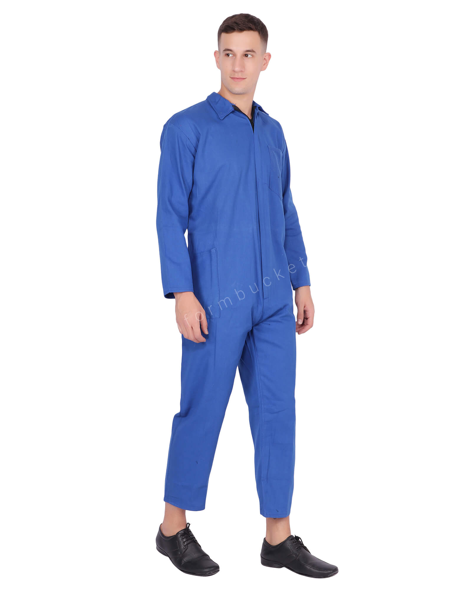 Sapphire blue Zipper Dungaree With Side Pockets