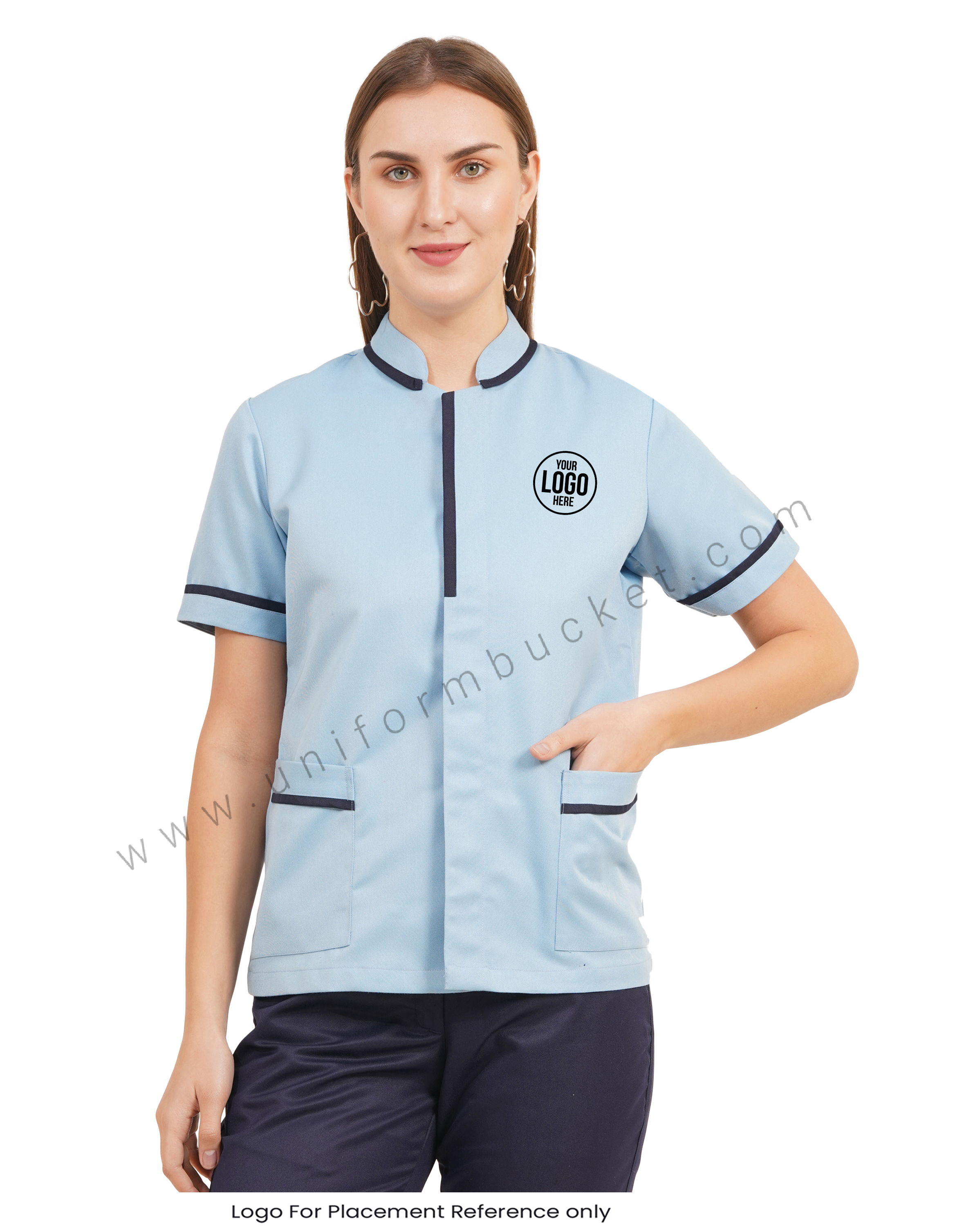 Sky Blue Tunic with Navy Blue Trim
