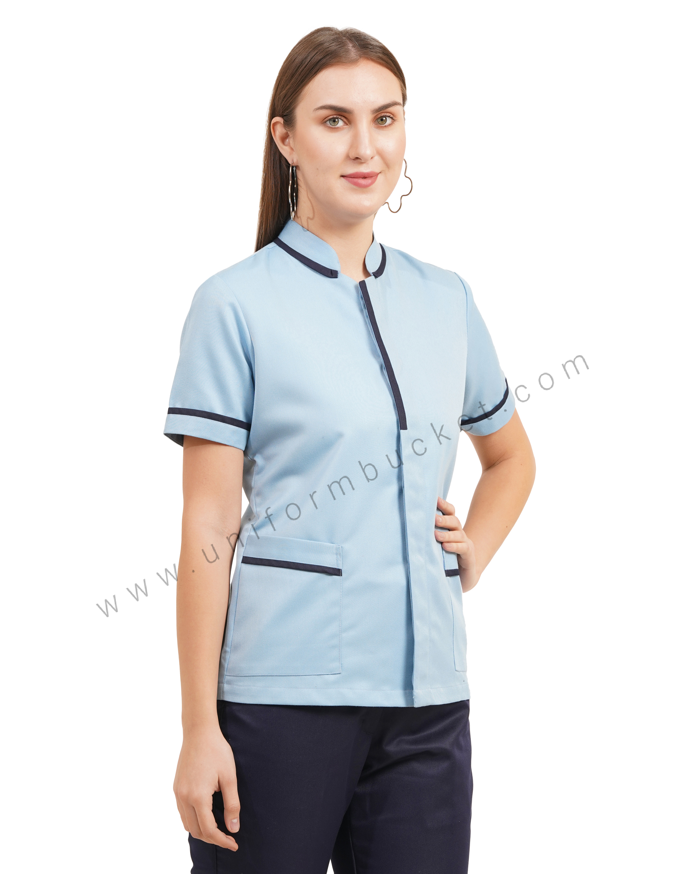 Sky Blue Tunic with Navy Blue Trim