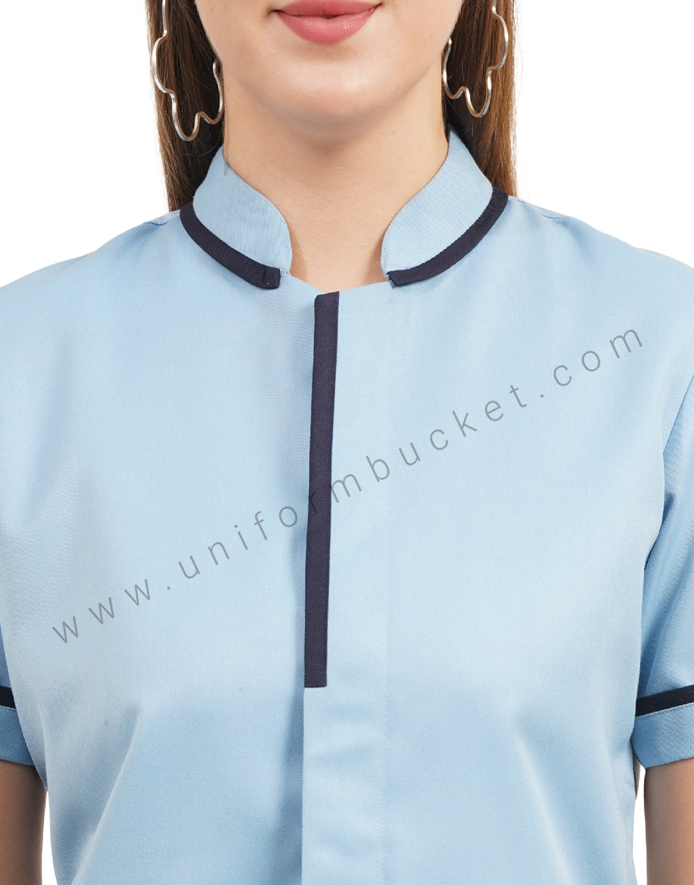 Sky Blue Tunic with Navy Blue Trim