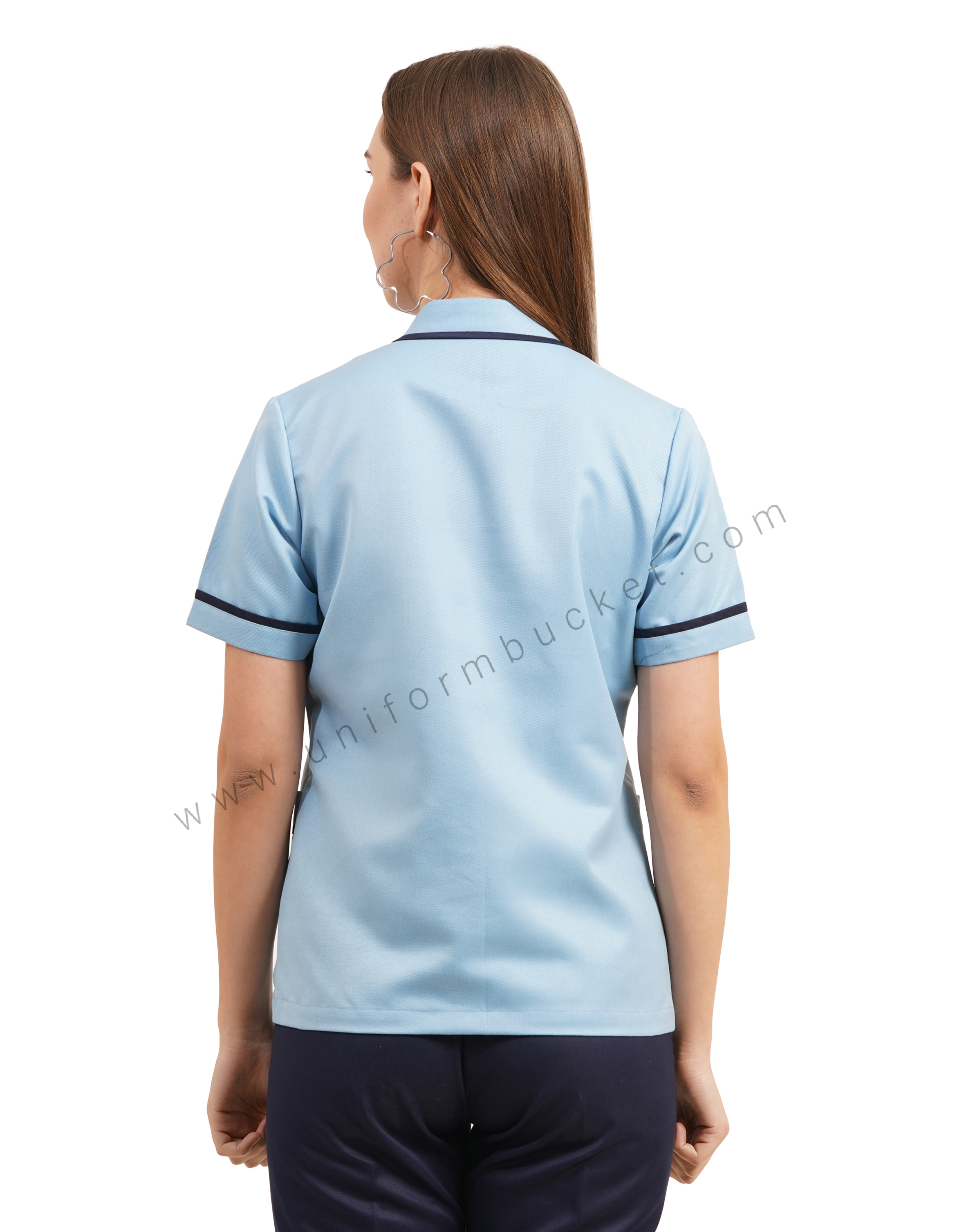 Sky Blue Tunic with Navy Blue Trim