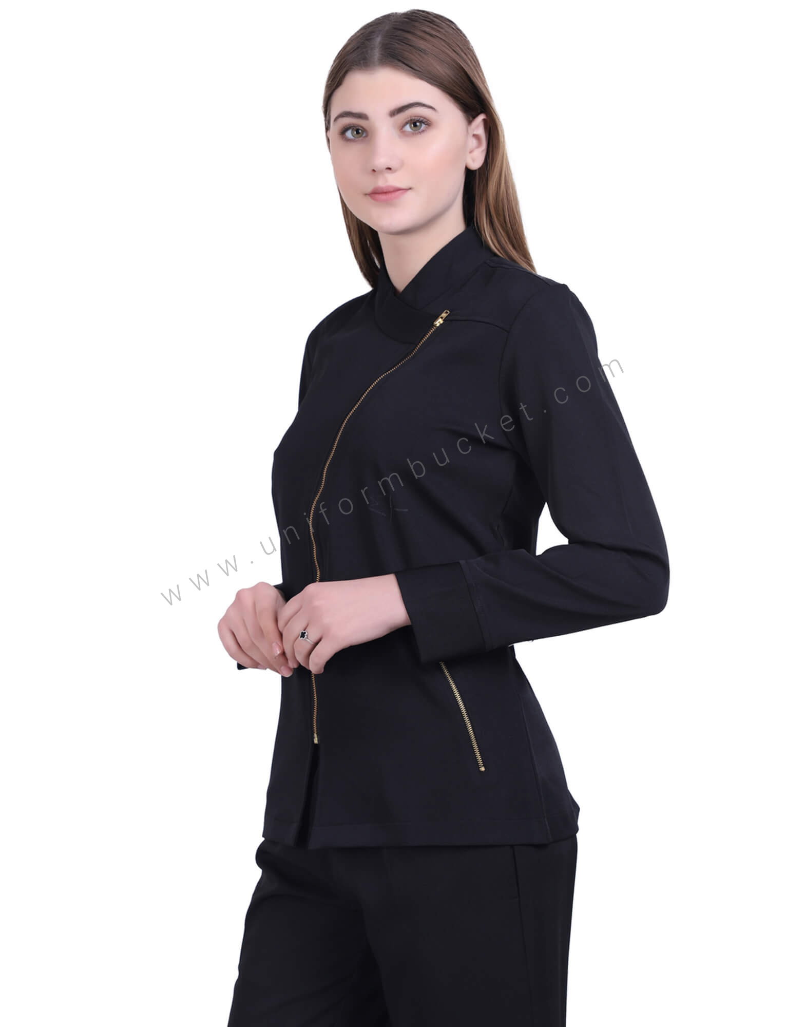 Side Zipper Stylish Black Top