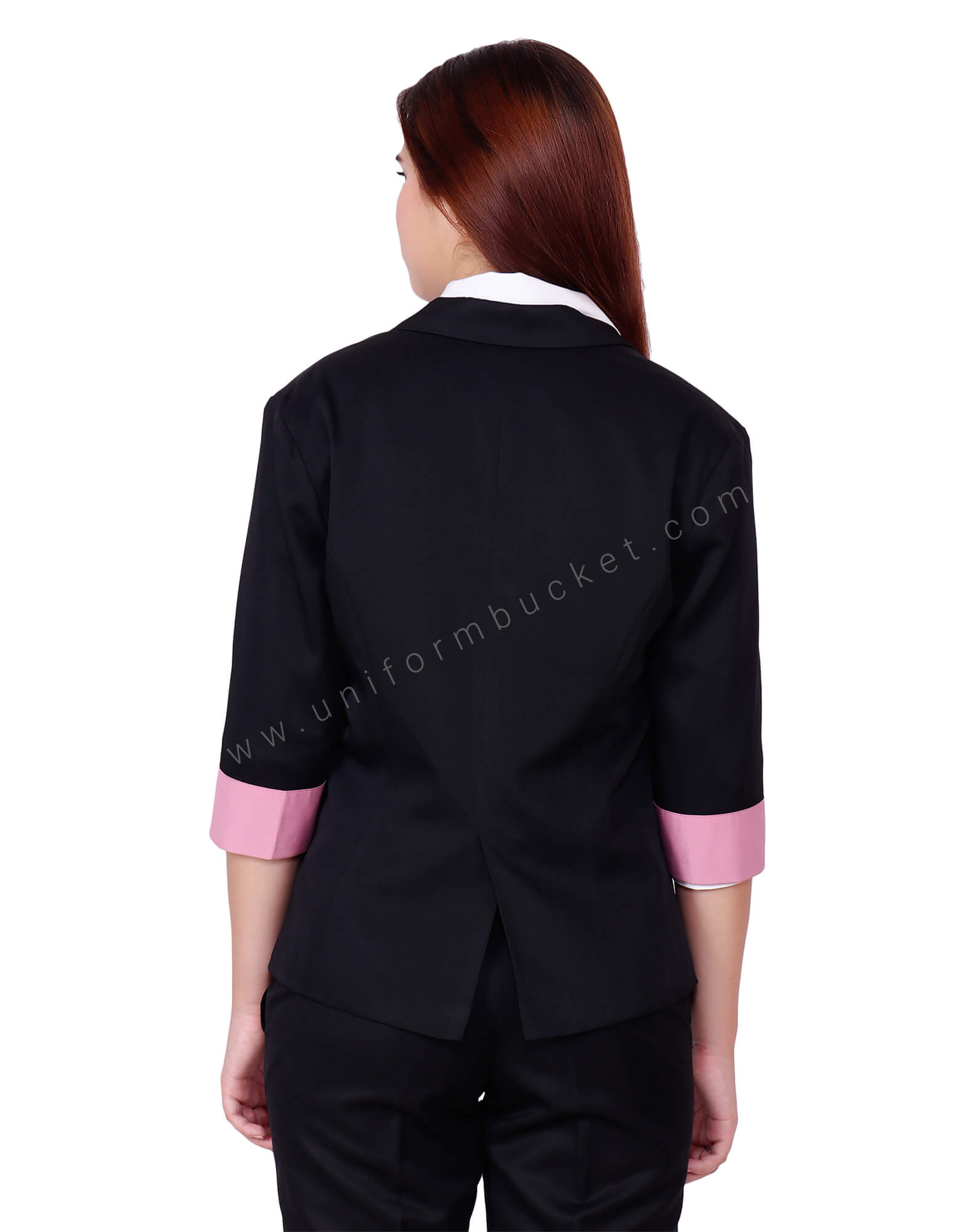 Classing Black Blazer With Pink Trims