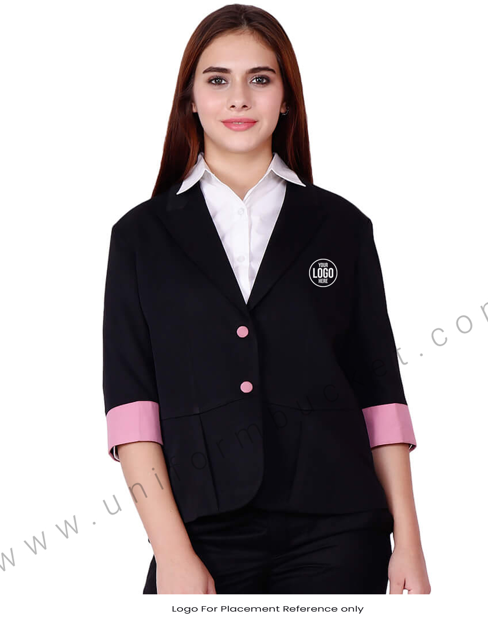 Classing Black Blazer With Pink Trims