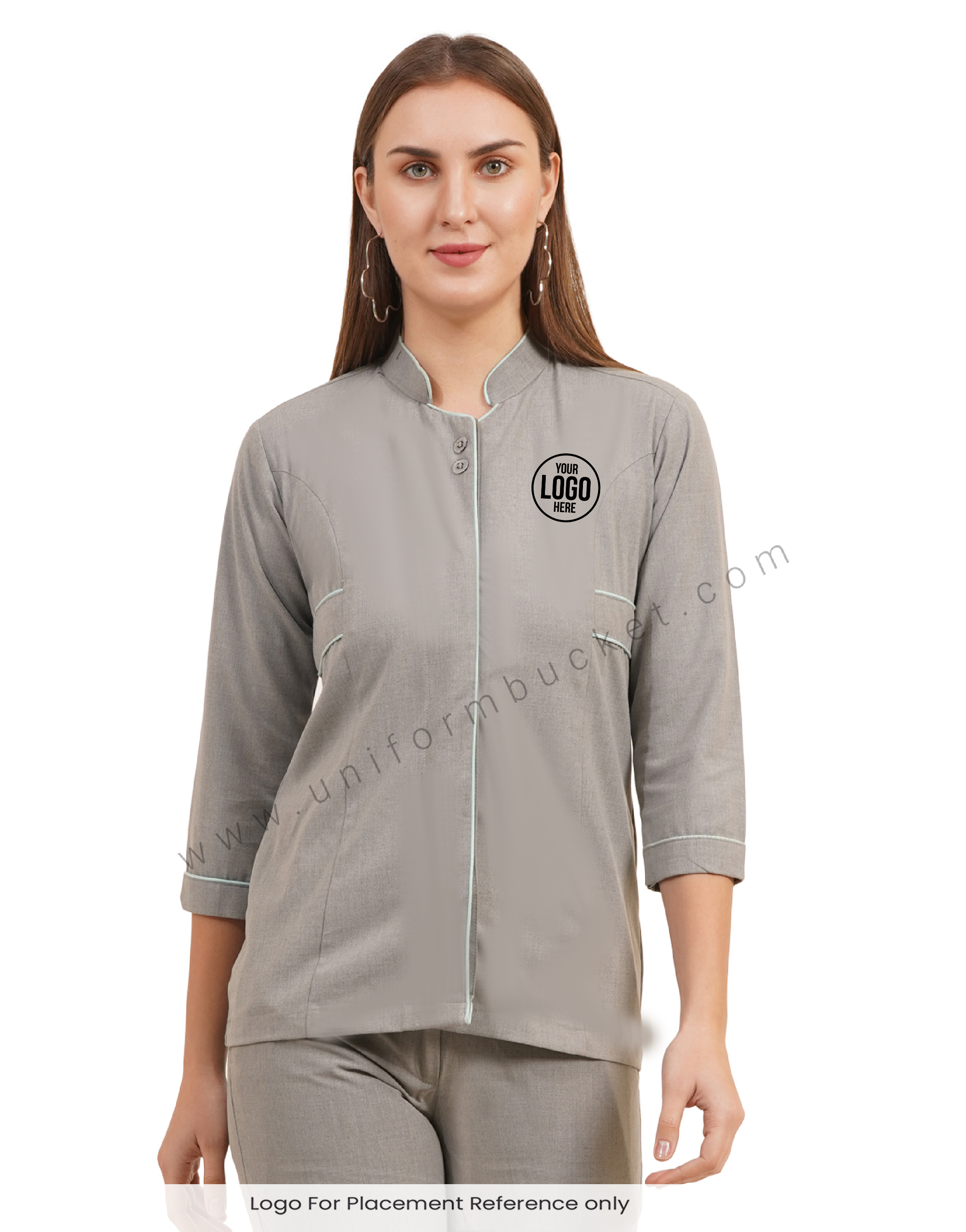 stylish grey top with front back joint  belt