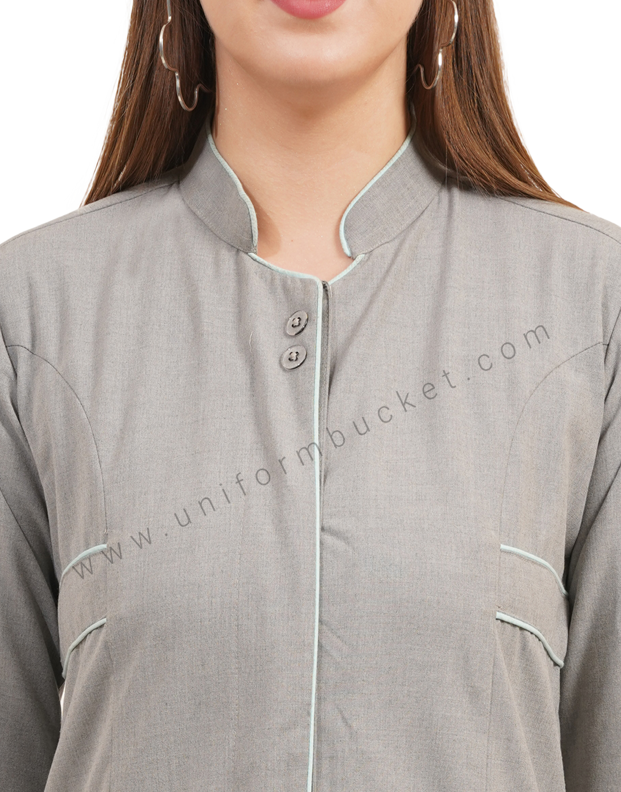 stylish grey top with front back joint  belt